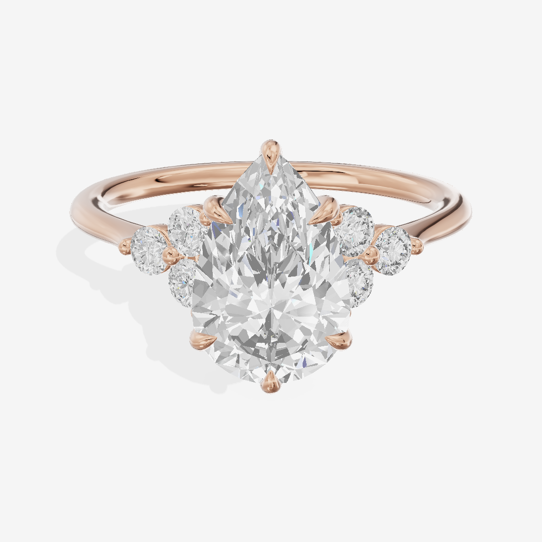 Luxe Trueheart Pear Engagement Ring with Side Stones (1/5 ct. tw.) in 14K Rose Gold