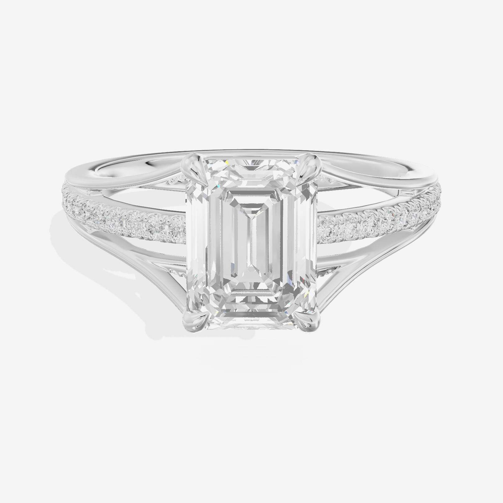 Bowed Coeurine Emerald Engagement Ring with Side Stones (1/6 ct. tw.) in Platinum