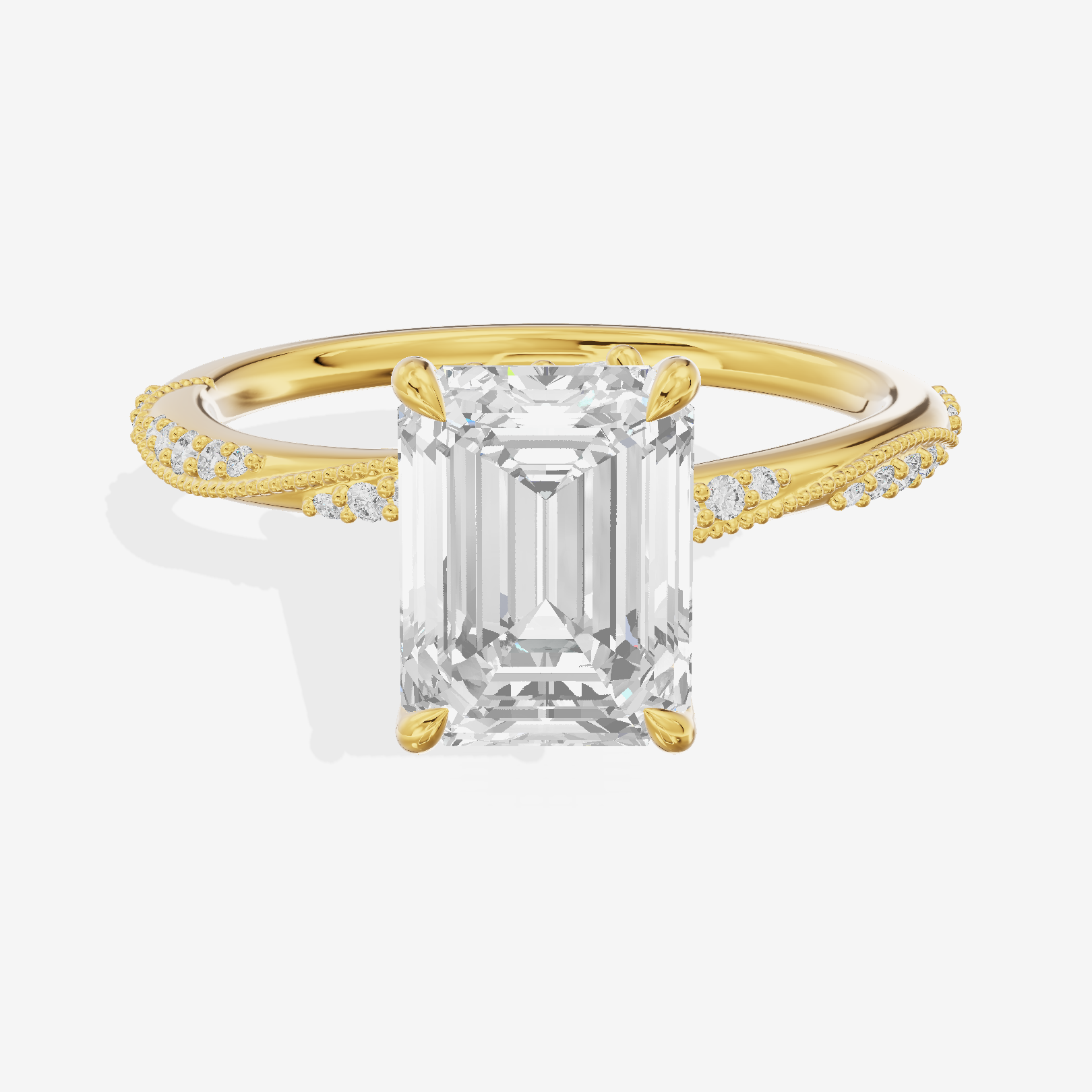 Vintage Halcyon Emerald Engagement Ring with Side Stones (1/8 ct. tw.) in 18K Yellow Gold