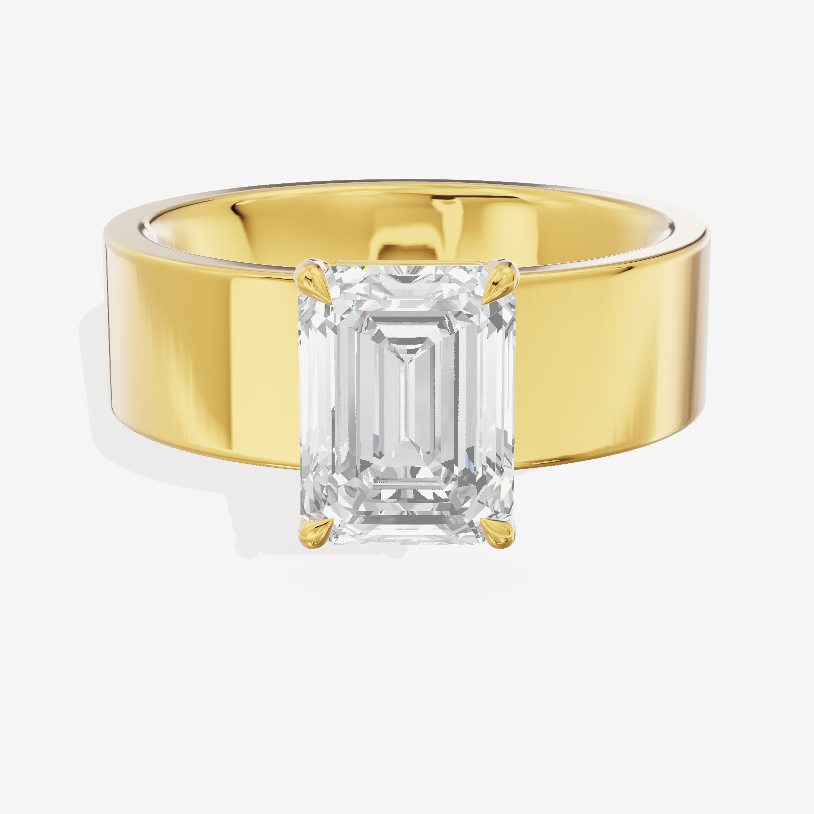Aimora Solitaire 6mm Emerald Engagement Ring in 14K Yellow Gold