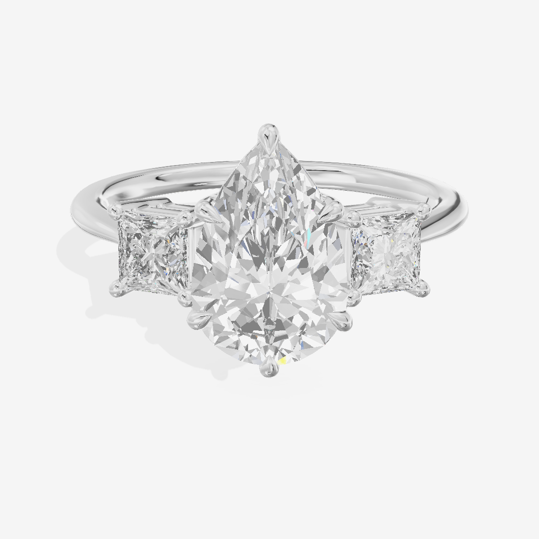 Belovae Anniversary Anniversary Pear Three Stone Engagement Ring (1/2 ct. tw.) in 14K White Gold