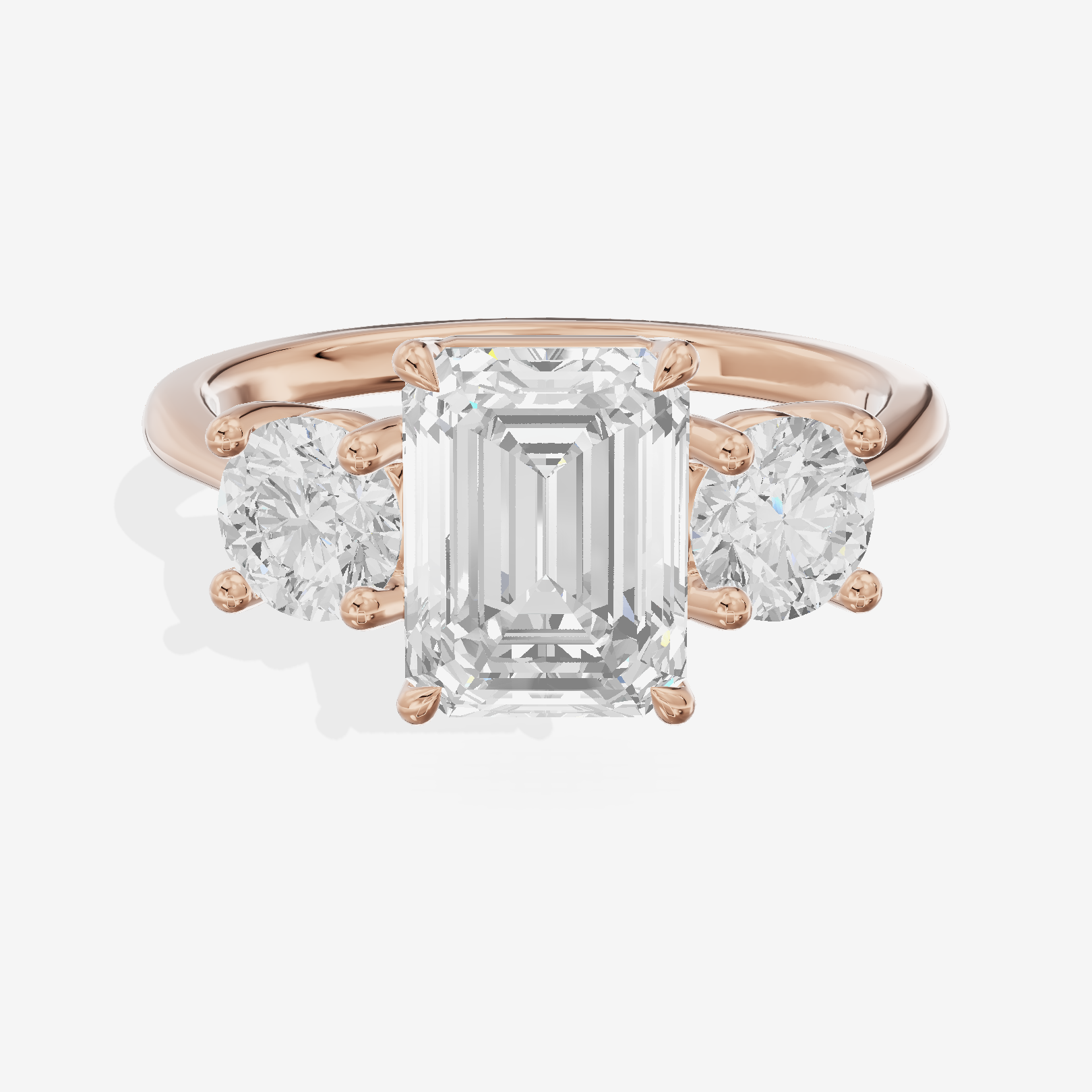 Luxe Trueheart Three Stone Emerald Engagement Ring (2/3 ct. tw.) in 18K Rose Gold