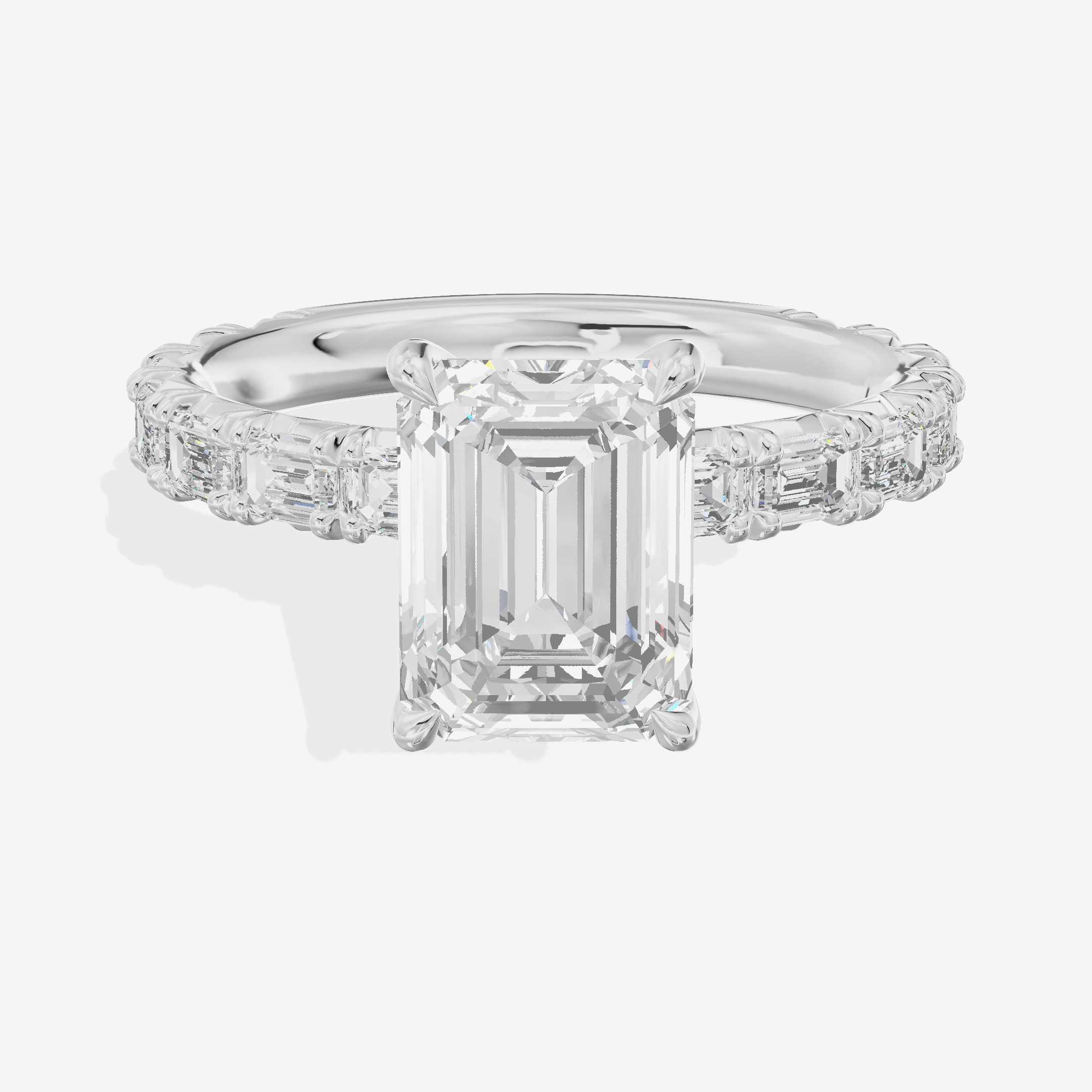 Grand Lumera Emerald Engagement Ring with Side Stones (3/4 ct. tw.) in 18K White Gold