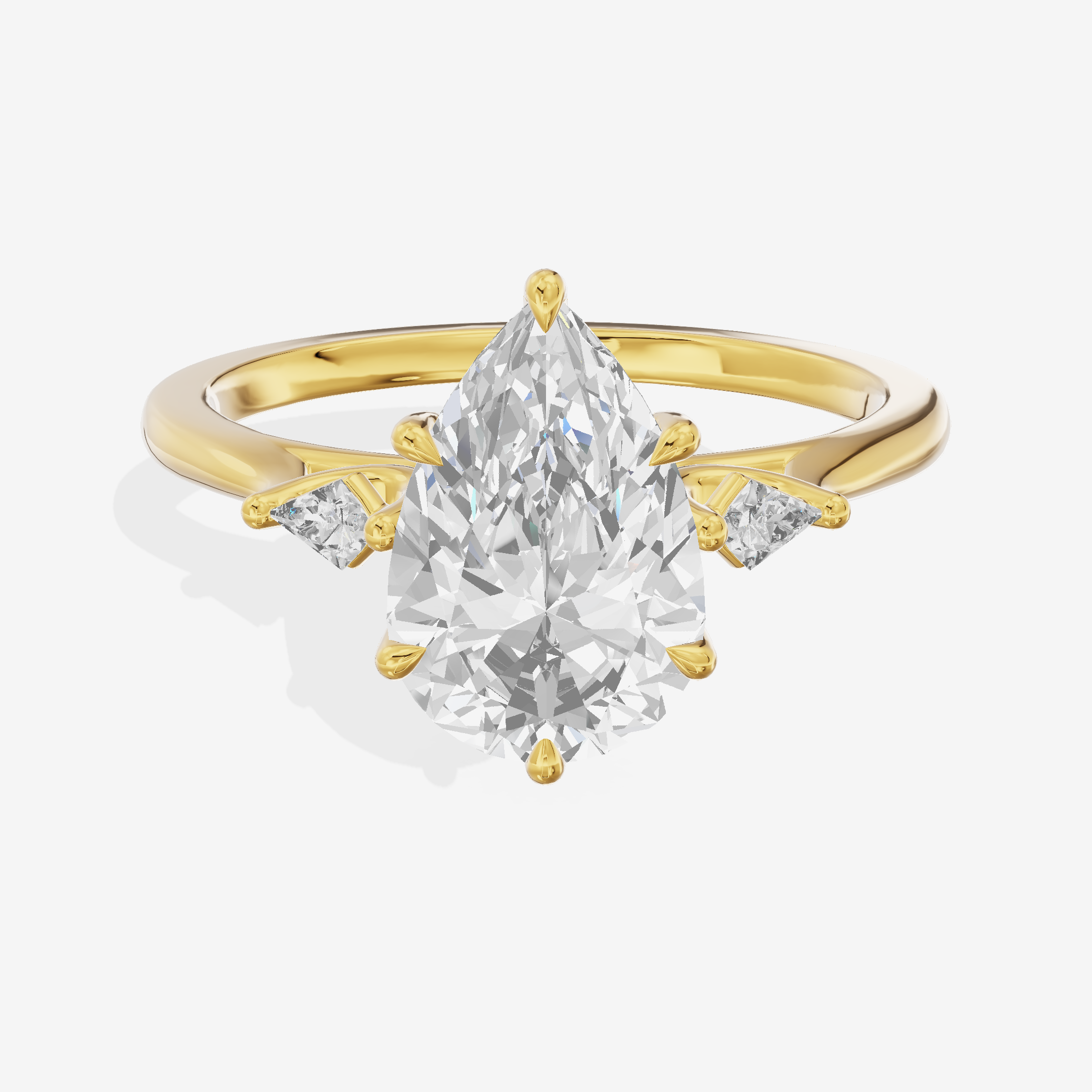 Vintage Belovae Pear Three Stone Engagement Ring (3/5 ct. tw.) in 18K Yellow Gold