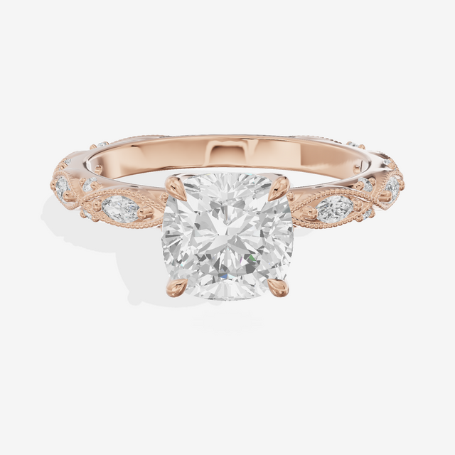 Vintage Whisper Cushion Engagement Ring (1/4 ct. tw.) in 18K Rose Gold