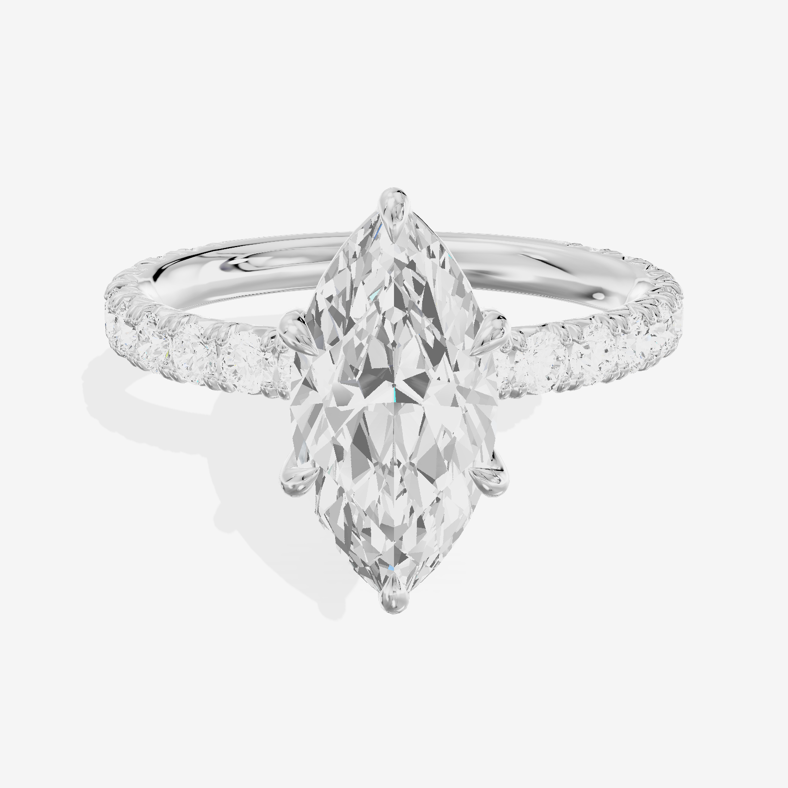 Twined Promezza Marquise Engagement Ring with Side Stones (1/2 ct. tw.) in 18K White Gold