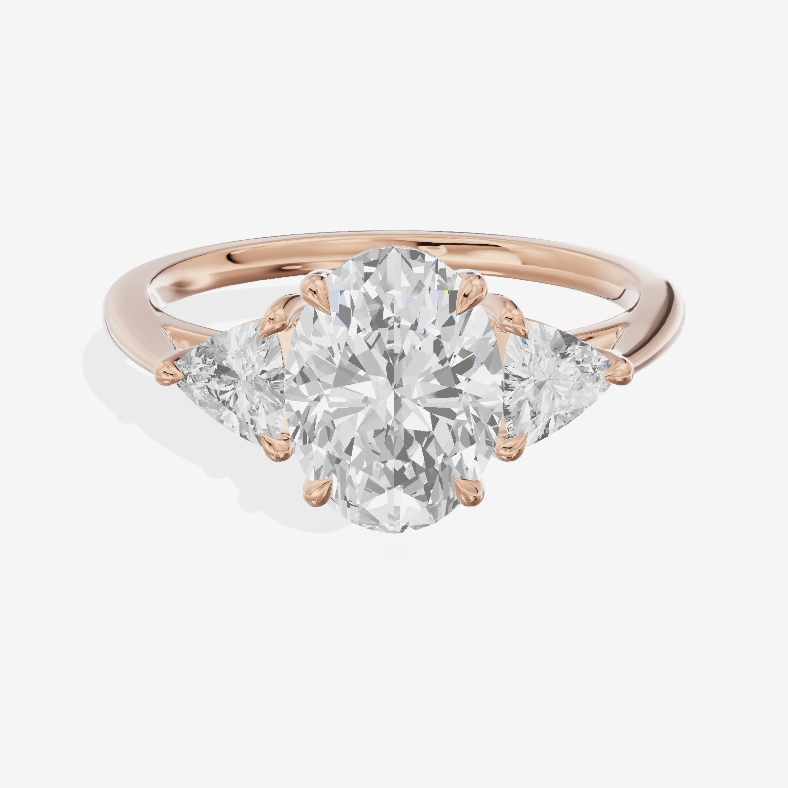 Coeurine Three Stone Oval Engagement Ring (1/8 ct. tw.) in 14K Rose Gold
