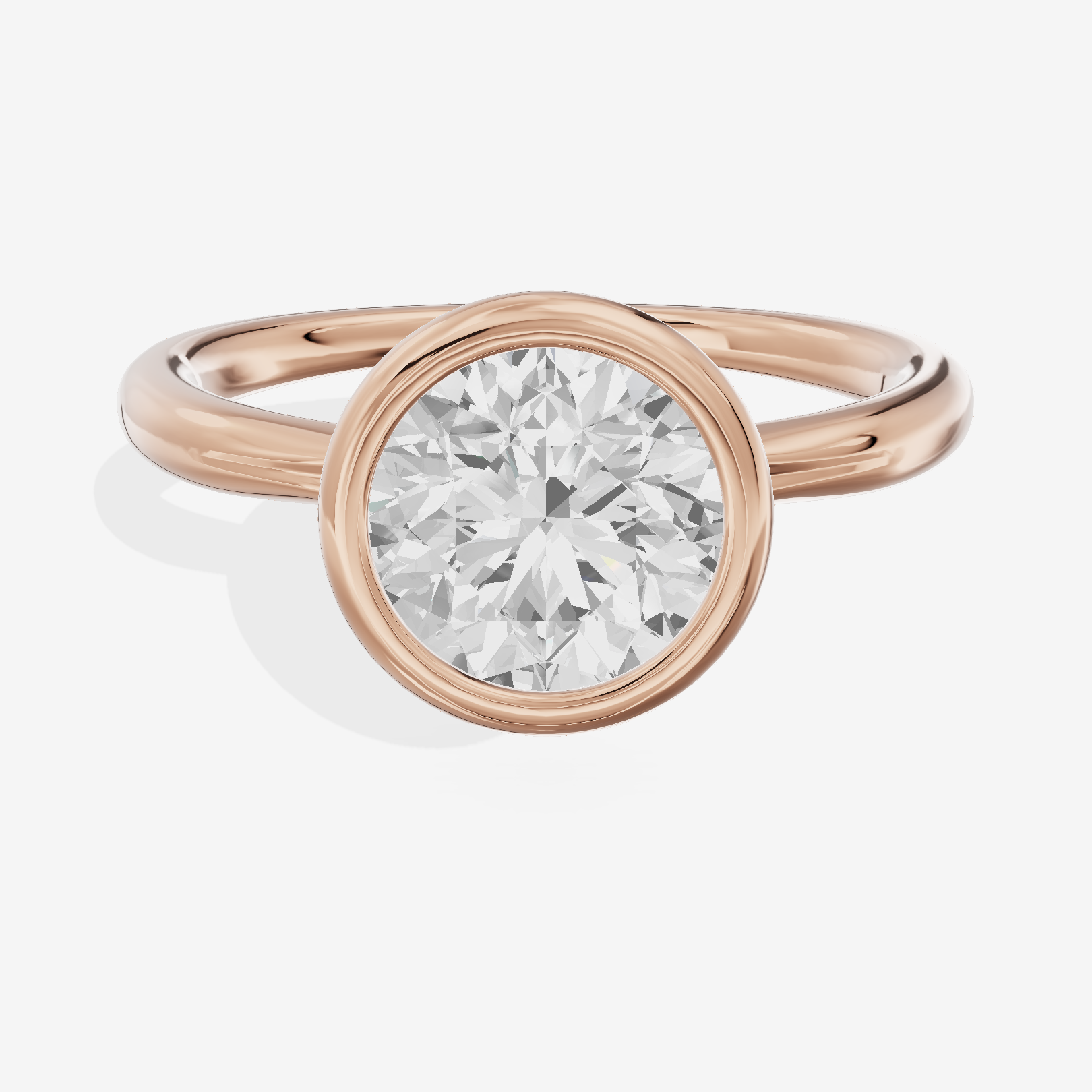 Coeurine Bezel 2mm Round Solitaire Engagement Ring in 14K Rose Gold