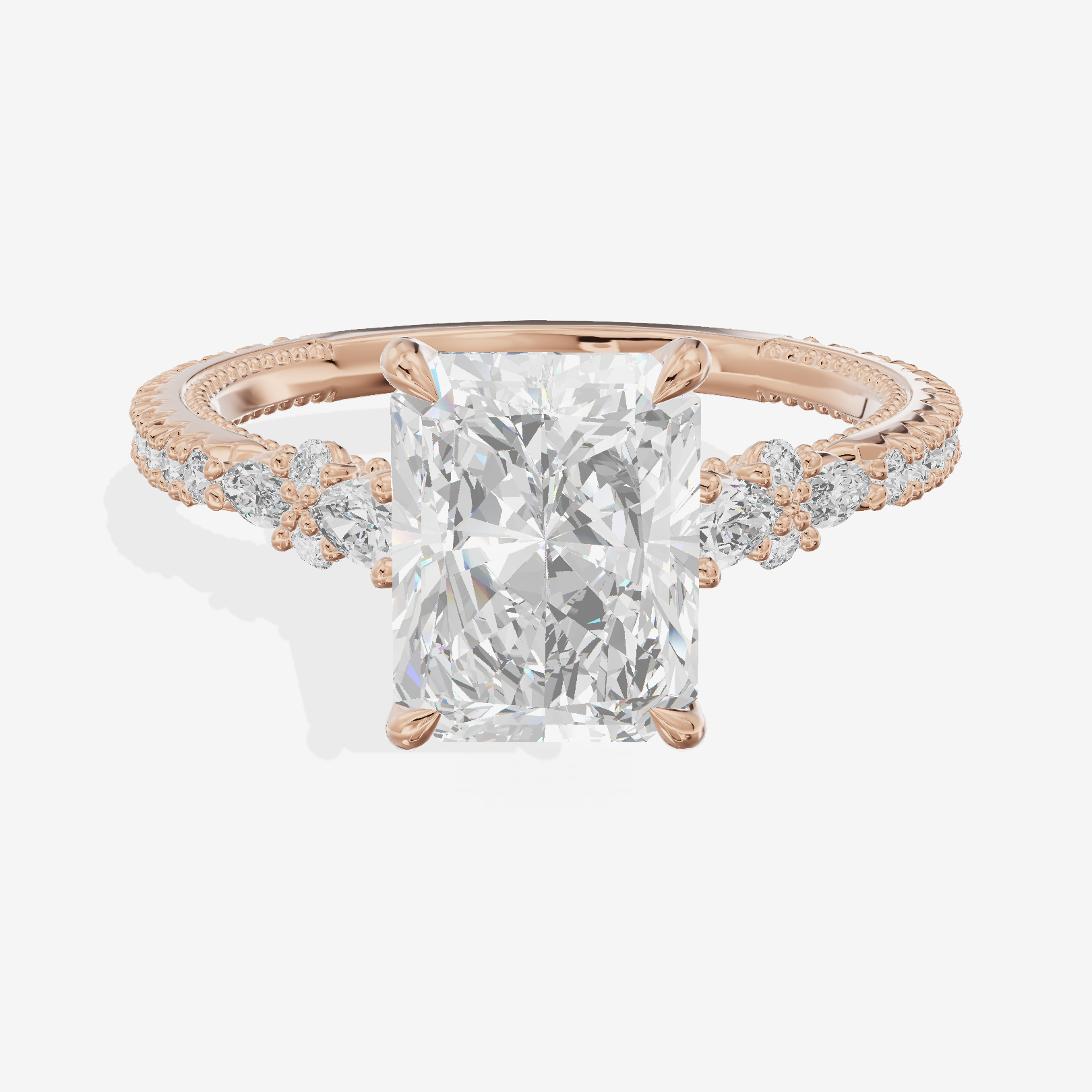 Trueheart Radiant Engagement Ring with Side Stones (2/5 ct. tw.) in 18K Rose Gold