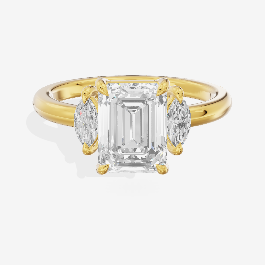 Classic Sincere Three Stone Emerald Engagement Ring (1/3 ct. tw.) in 14K Yellow Gold