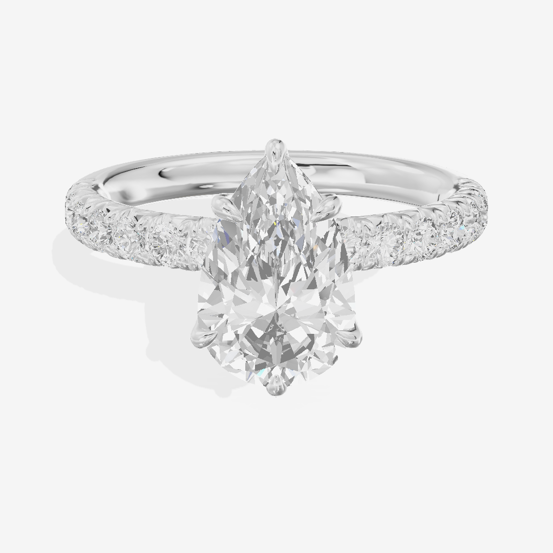 Luxe Aurea Pear Engagement Ring with Side Stones (3/8 ct. tw.) in 18K White Gold