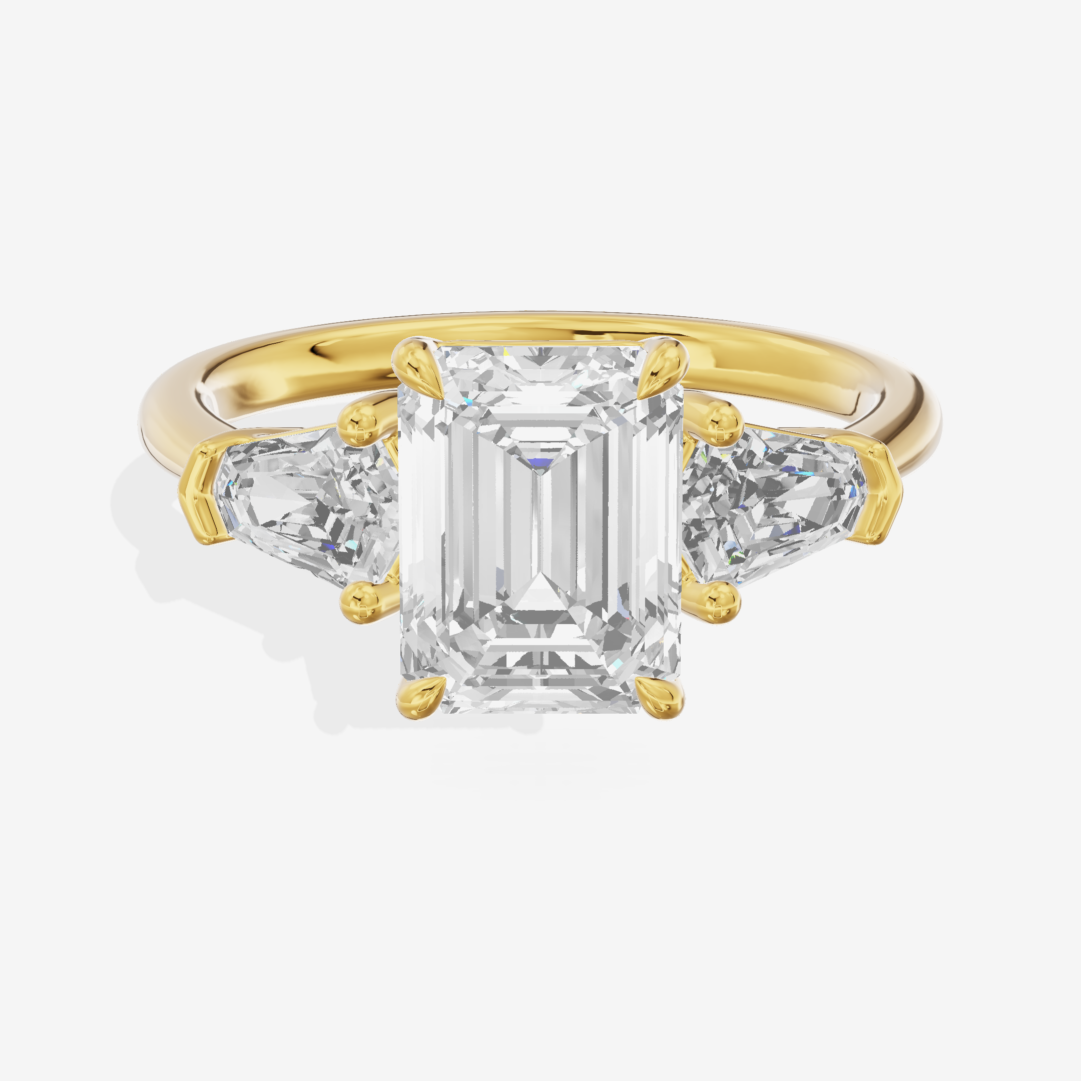 Classic Mirth Emerald Three Stone Engagement Ring (1/2 ct. tw.) in 18K Yellow Gold