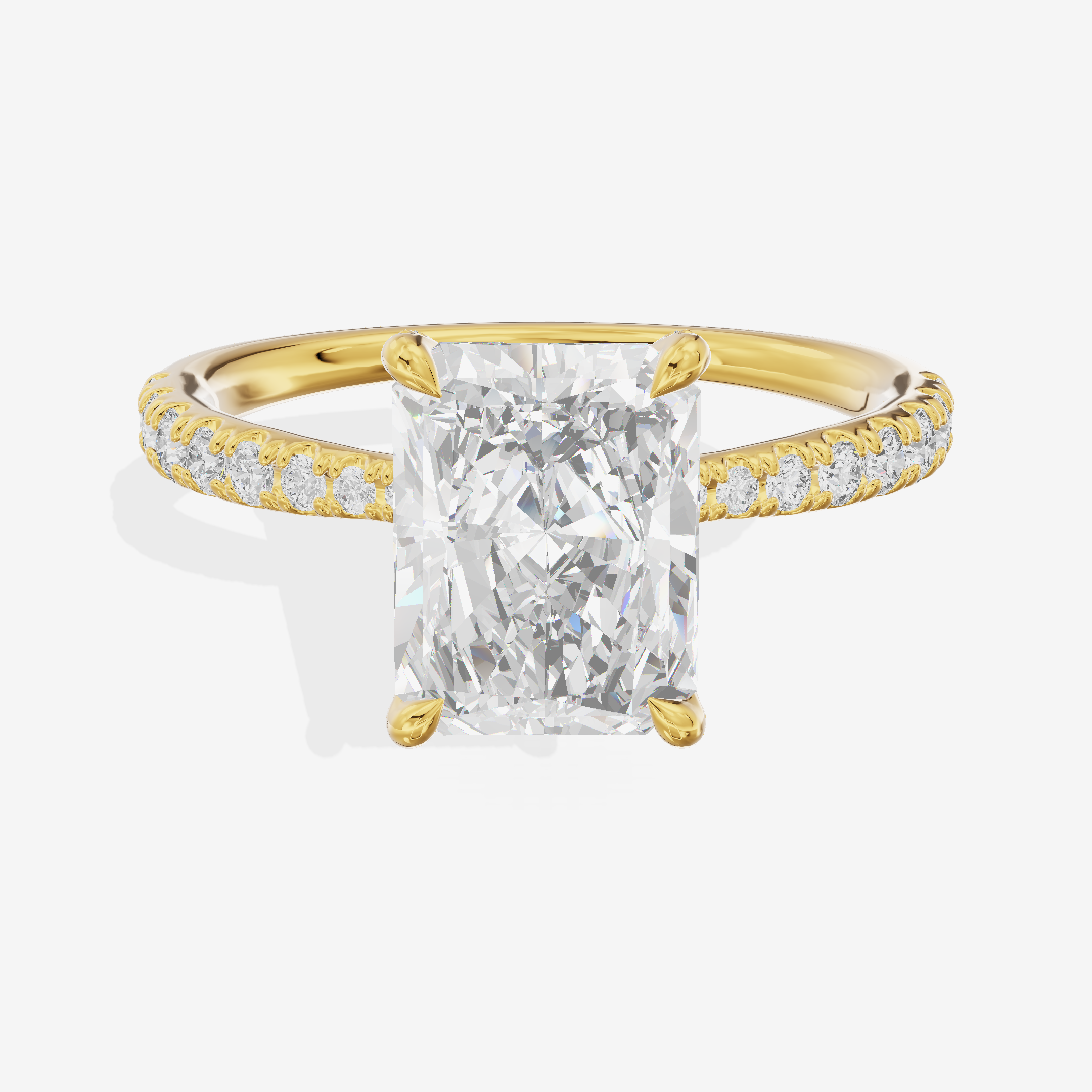 Whispered Lumera Radiant Engagement Ring with Side Stones (1/3 ct. tw.) in 18K Yellow Gold