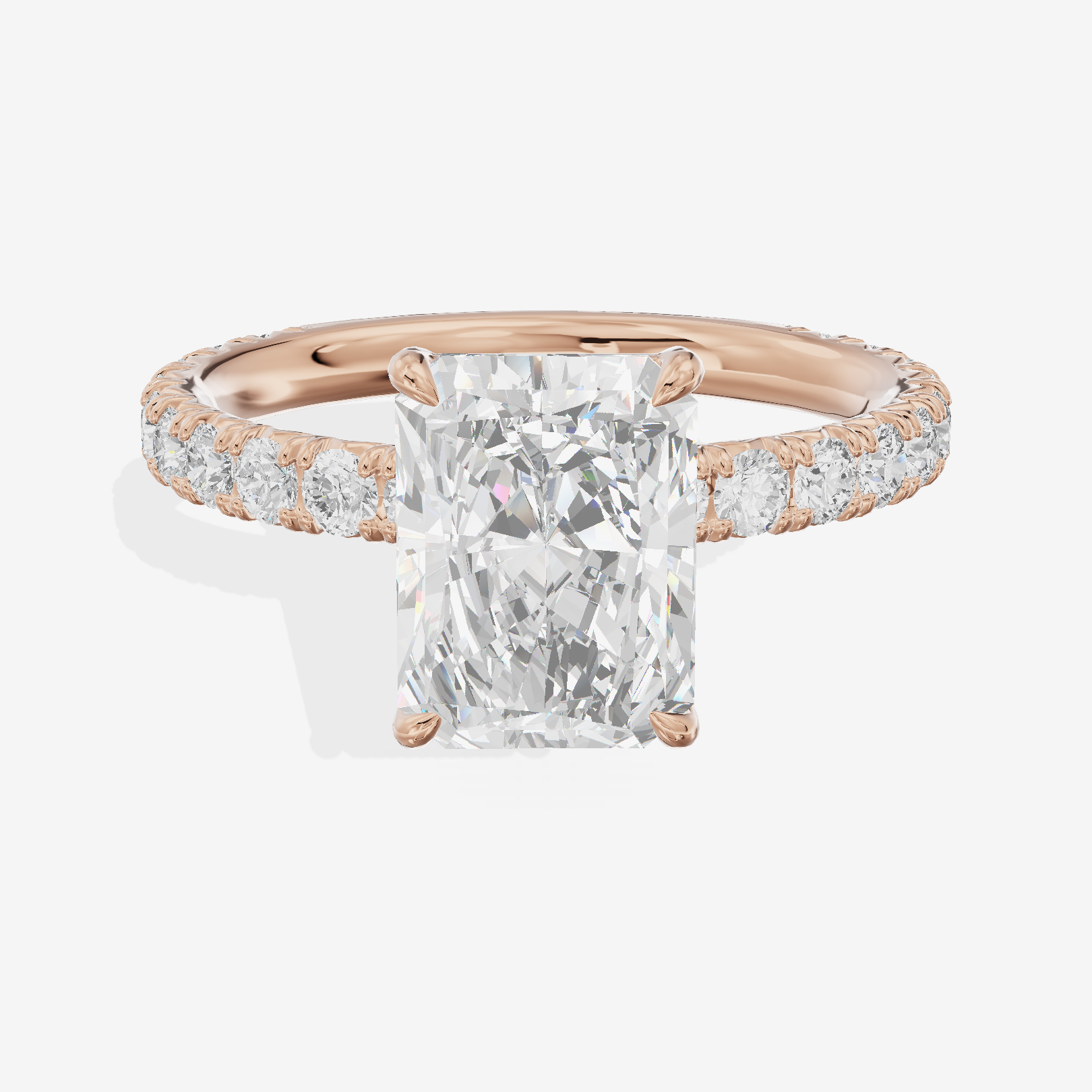 Twined Promezza Radiant Engagement Ring with Side Stones (1/2 ct. tw.) in 14K Rose Gold