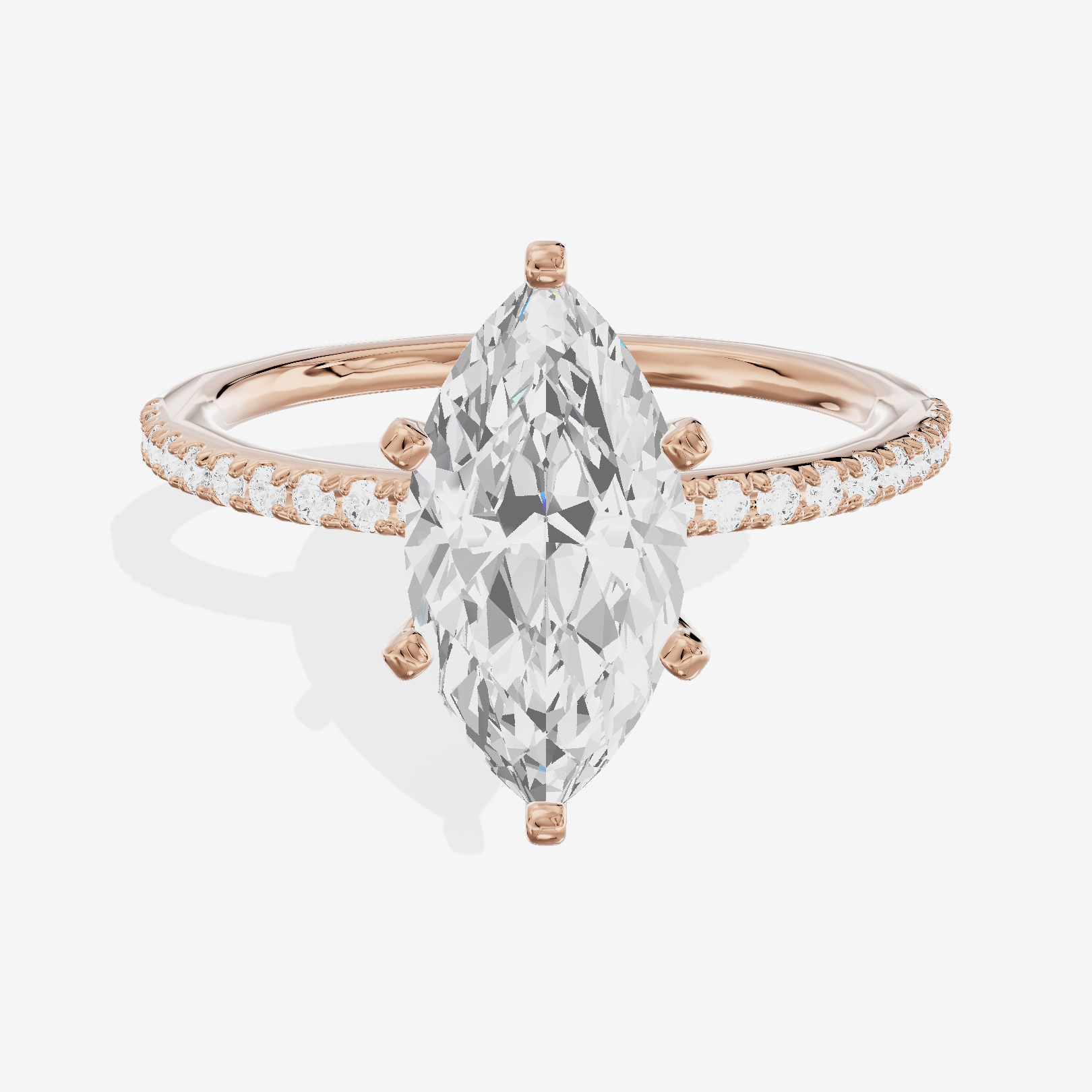 Grand Mayrelle Marquise Engagement Ring with Side Stones (1/8 ct. tw.) in 18K Rose Gold