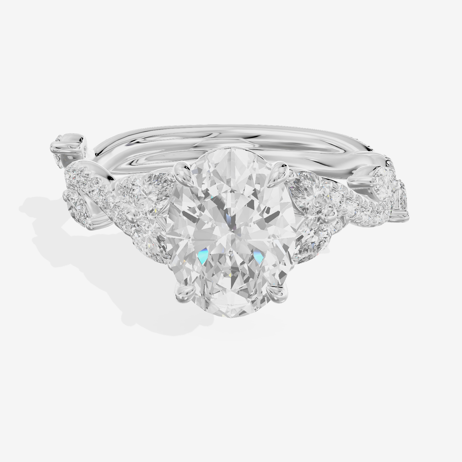 Vintage Heartline Oval Engagement Ring (2/3 ct. tw.) in 18K White Gold