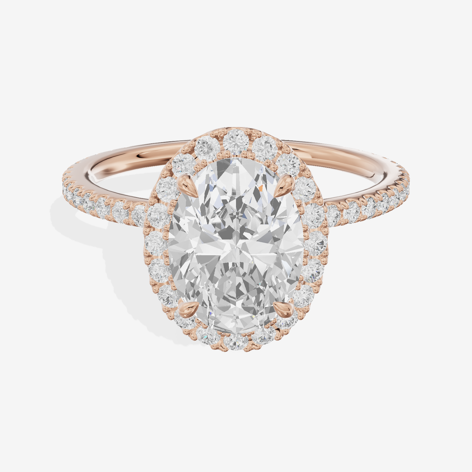 Selenia Oval Hidden Halo Engagement Ring (1/6 ct. tw.) in 18K Rose Gold