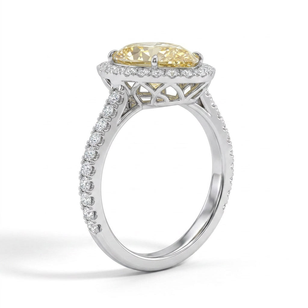 Halo Pavé Pear Engagement Ring (1.46 ct. tw.) in 18K White Gold