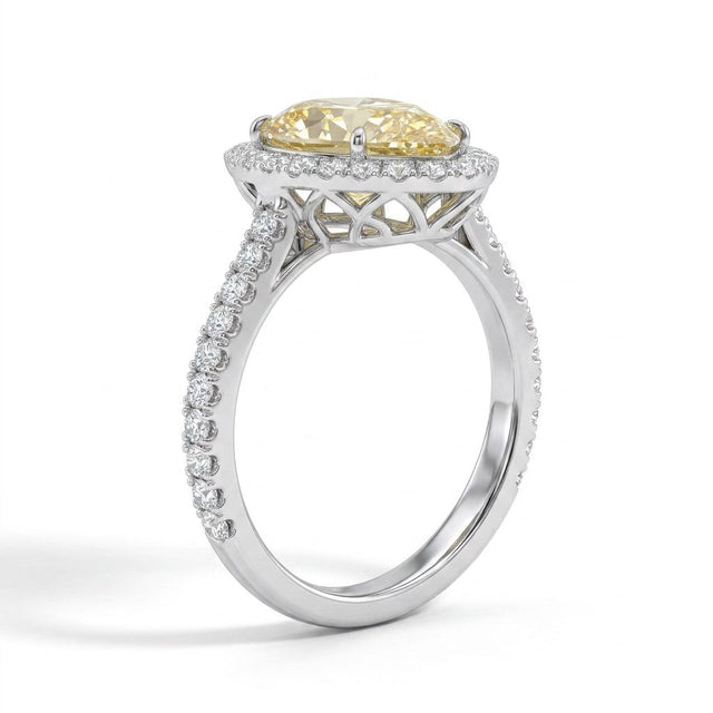 Halo Pavé Pear Engagement Ring (1.46 ct. tw.) in 18K White Gold