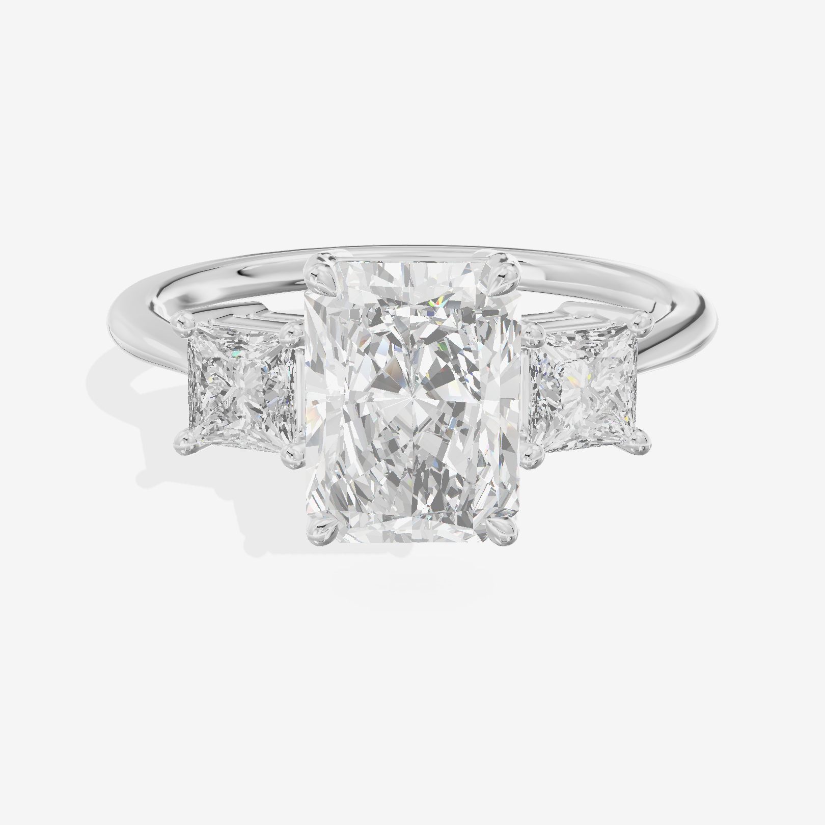 Royal Coeurine Three Stone Radiant Engagement Ring (1/2 ct. tw.) in 18K White Gold