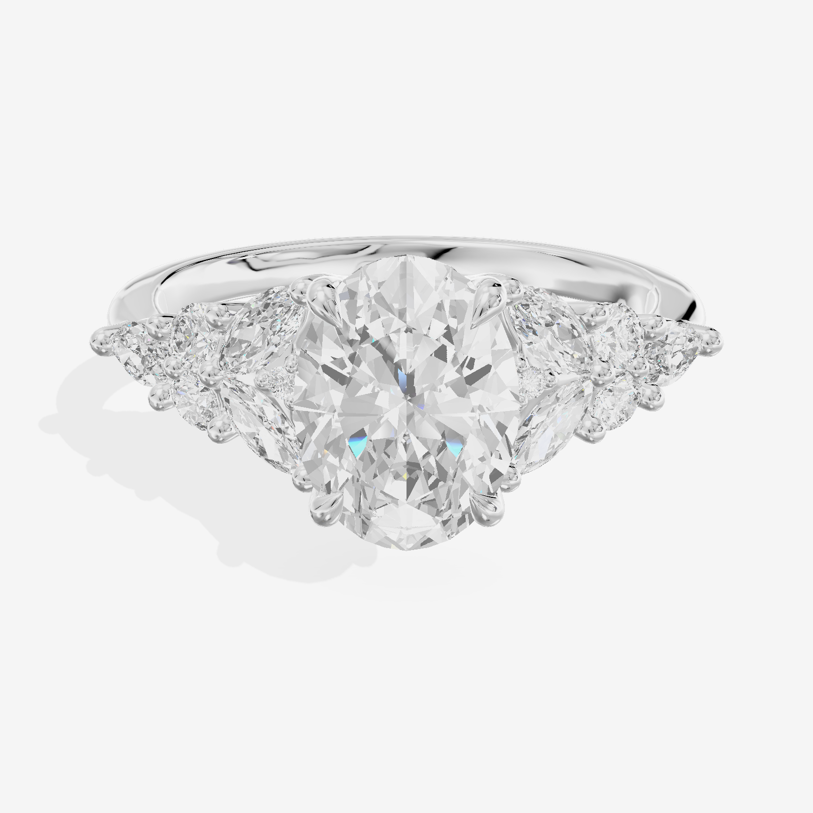 Grand Aurea Oval Engagement Ring with Side Stones (3/4 ct. tw.) in Platinum