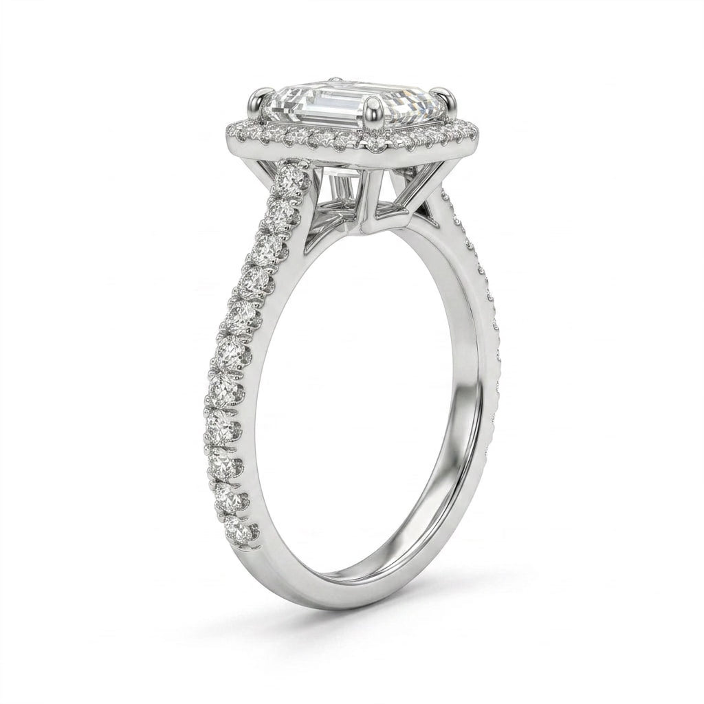 Halo Pavé Emerald Engagement Ring (2.02 ct. tw.) in Platinum