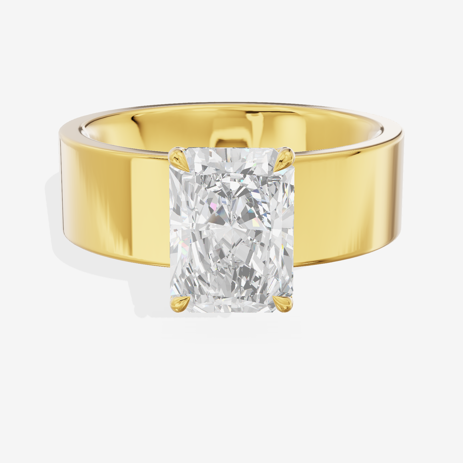 Aimora Solitaire 6mm Radiant Engagement Ring in 18K Yellow Gold