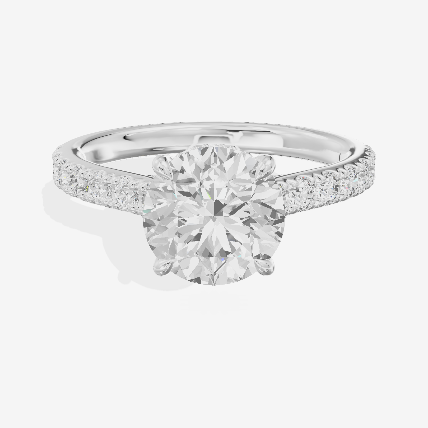 Grand Trueheart Round Engagement Ring with Side Stones (1/2 ct. tw.) in 18K White Gold