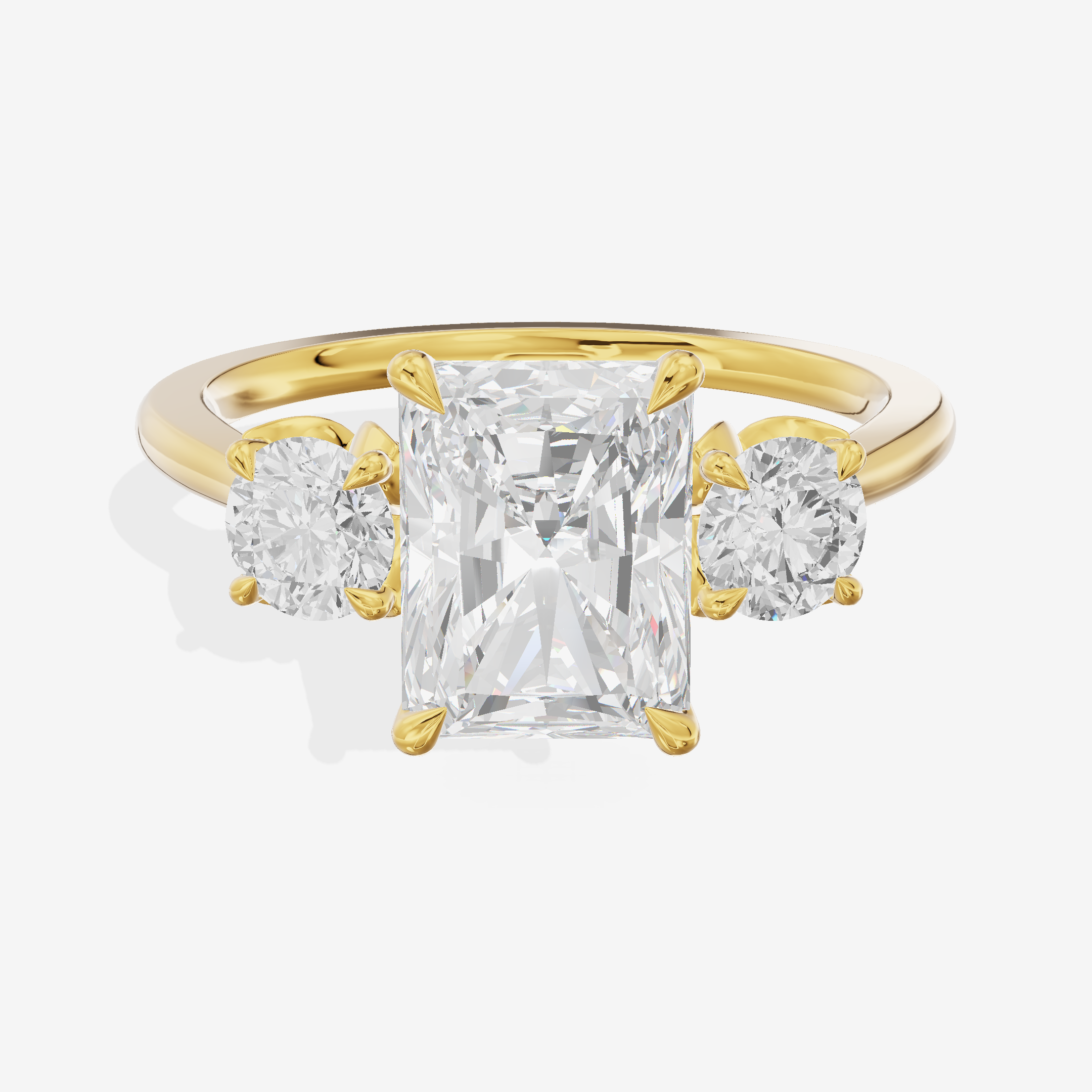 Royal Sincere Three Stone Radiant Engagement Ring (2/3 ct. tw.) in 14K Yellow Gold