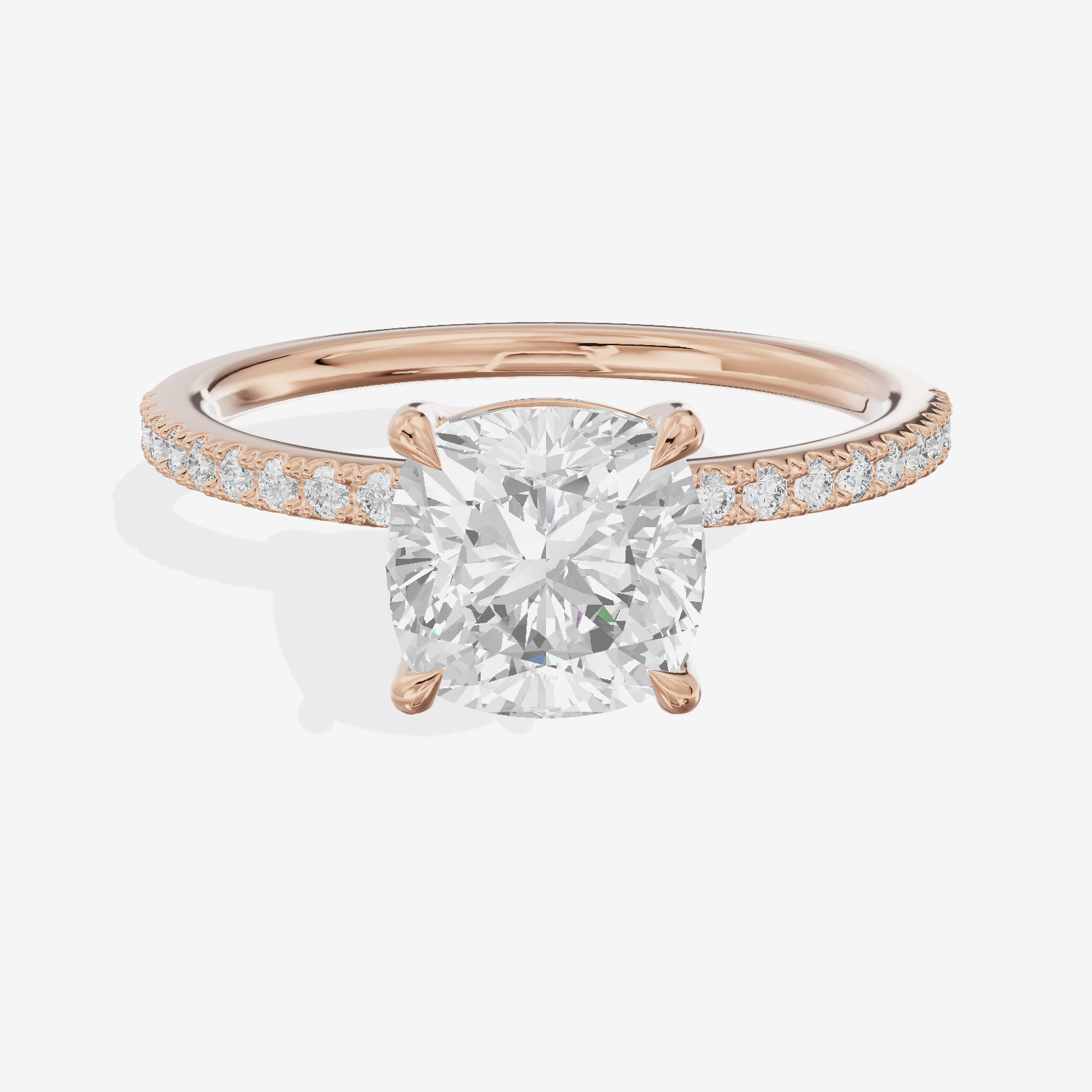 Tender Vowsae Cushion Engagement Ring with Side Stones (1/8 ct. tw.) in 18K Rose Gold