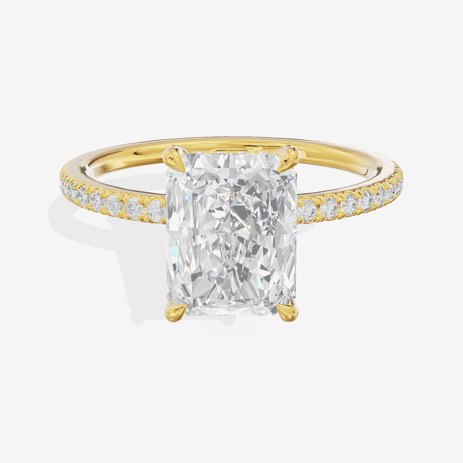 Lustrous Sincere Radiant Engagement Ring with Side Stones (1/3 ct. tw.) in 18K Yellow Gold