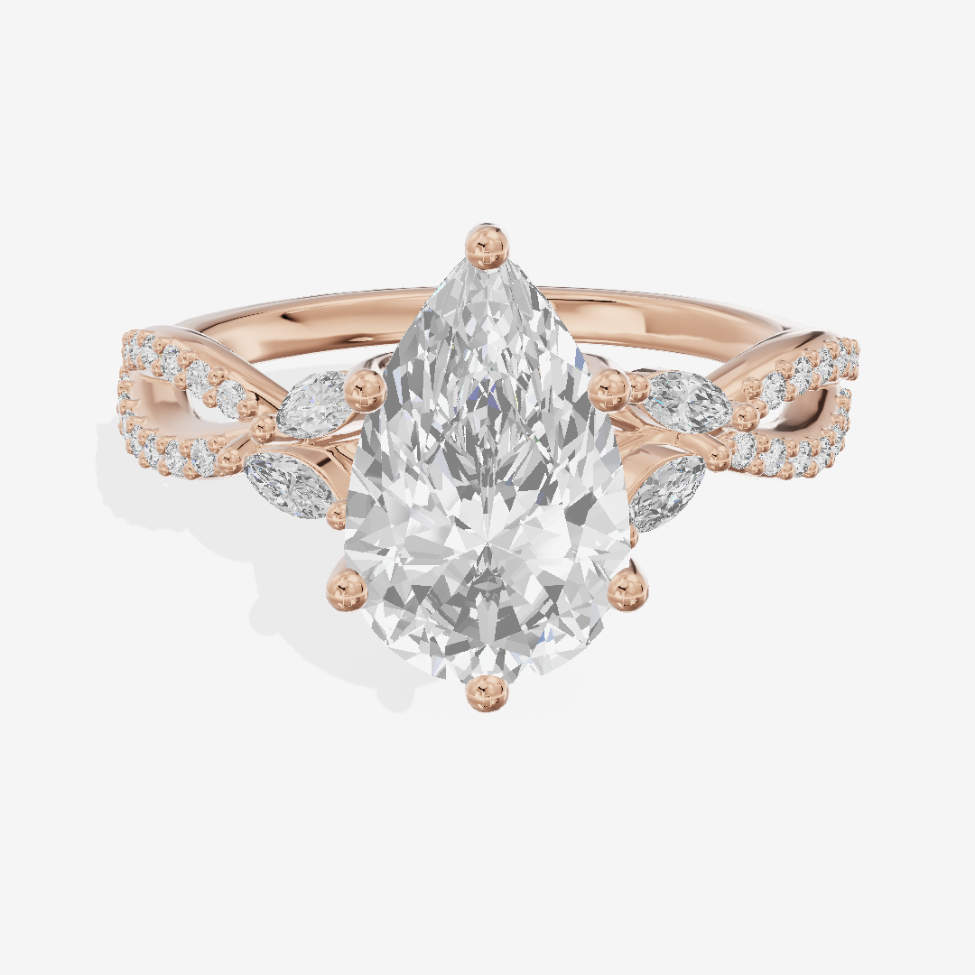 Luxe Domeline 1.5mm Pear Solitaire Engagement Ring (1/8 ct. tw.) in 18K Rose Gold