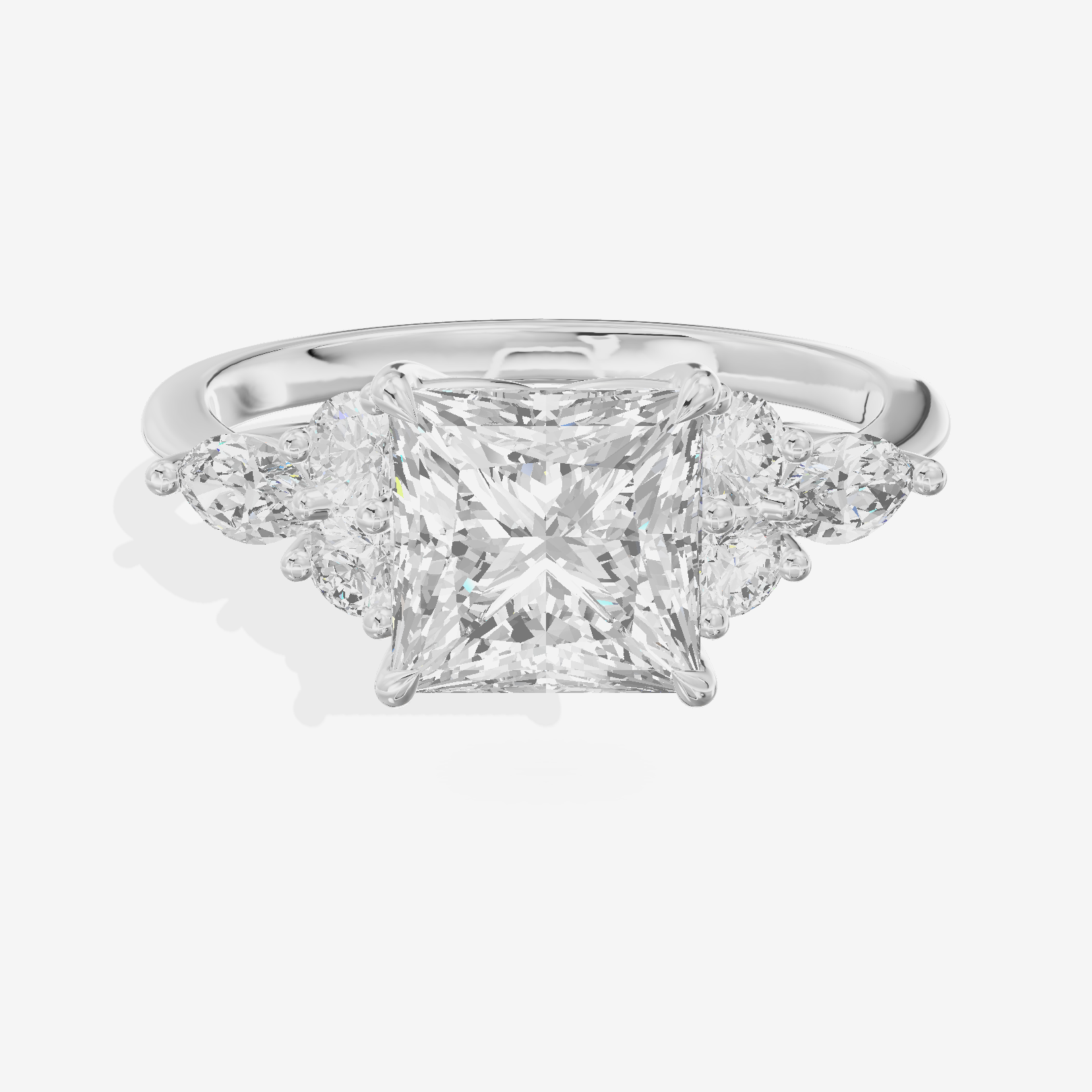 Luxe Vowsae Princess Engagement Ring with Side Stones (2/5 ct. tw.) in Platinum