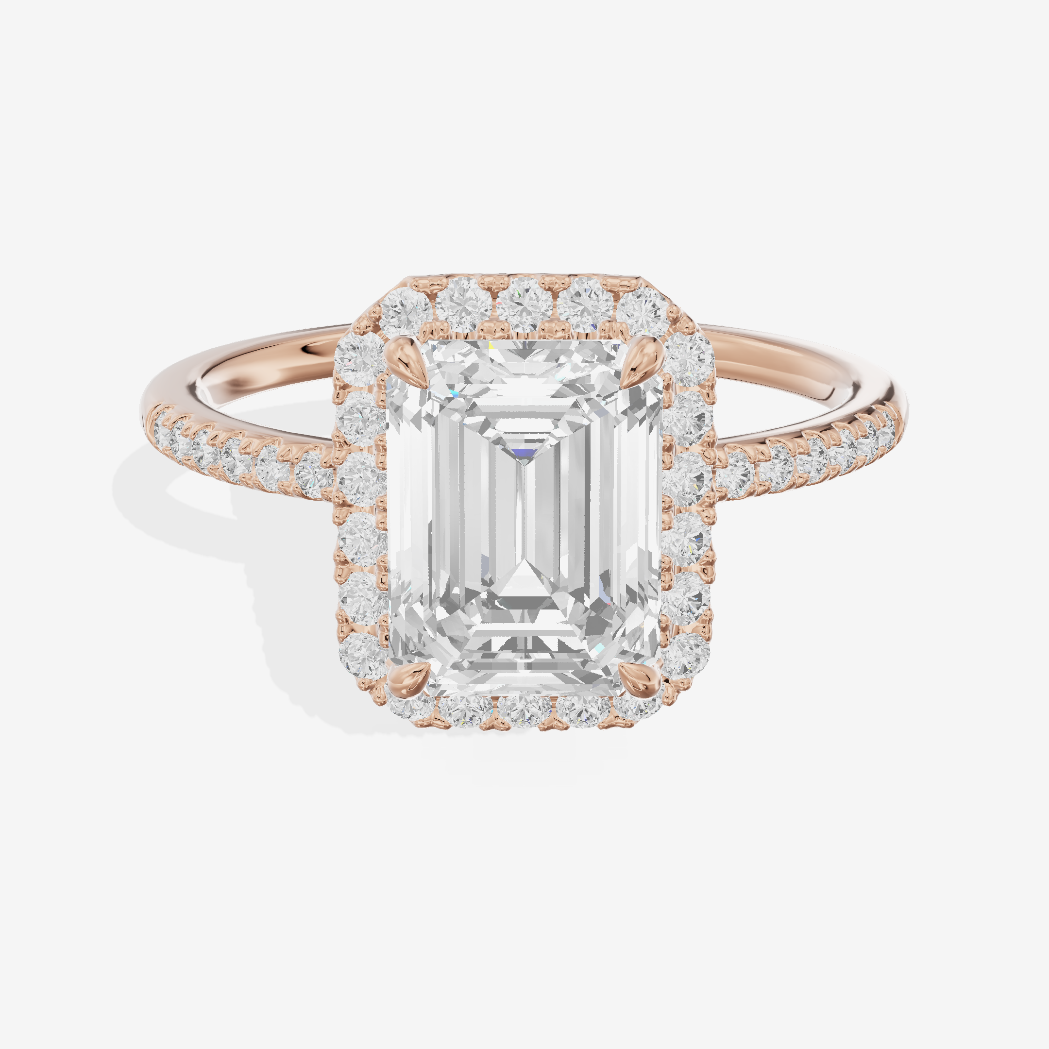Luxe Linger Emerald Halo Engagement Ring (1/2 ct. tw.) in 14K Rose Gold