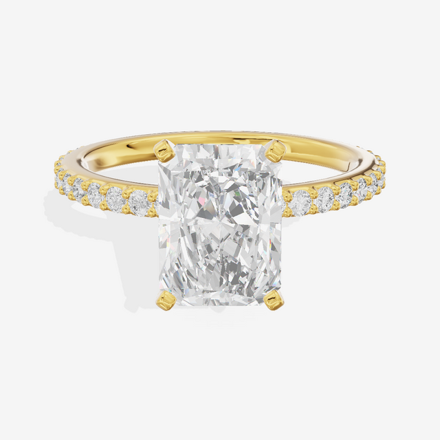 Petite Trellise Radiant Engagement Ring with Side Stones (1/3 ct. tw.) in 18K Yellow Gold