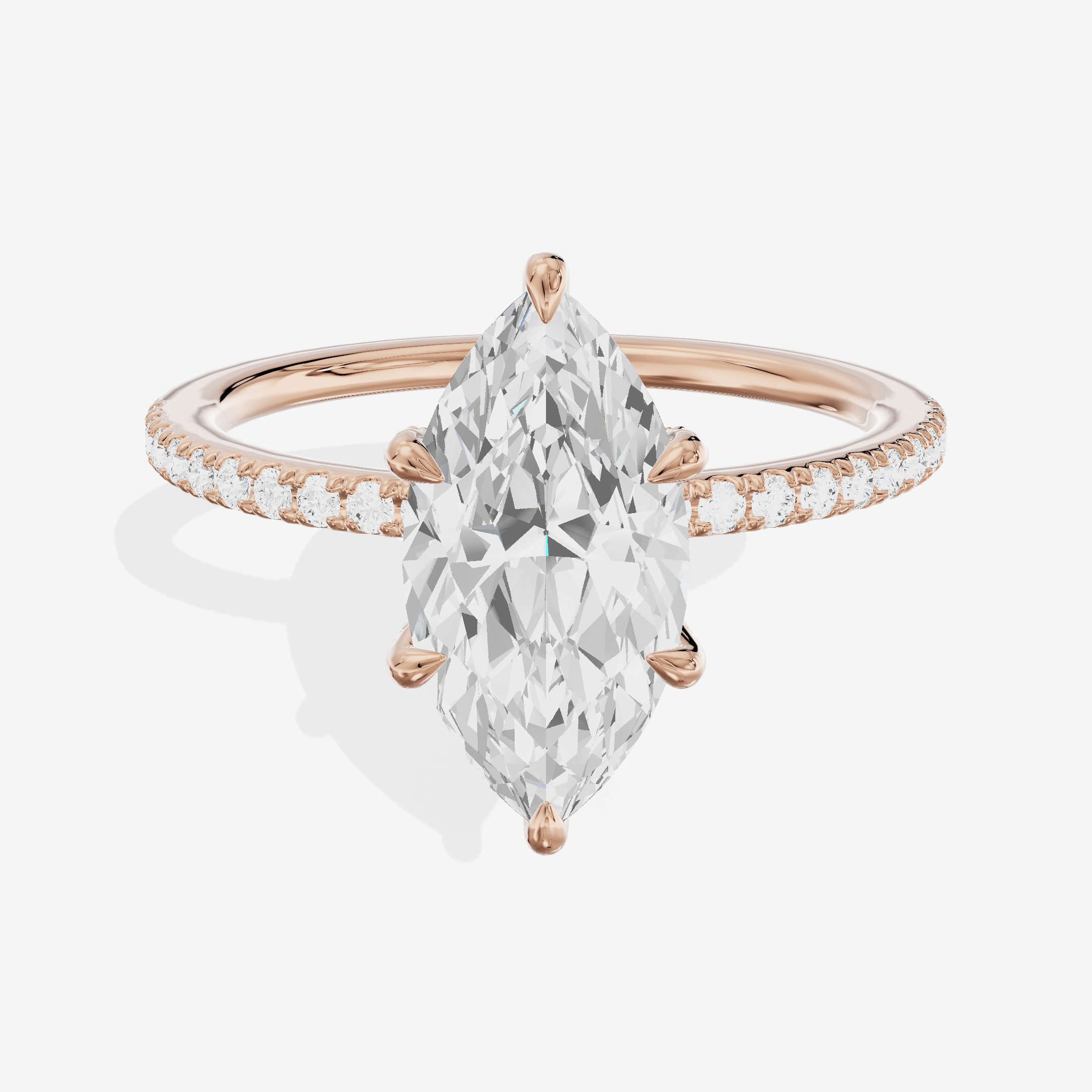 Bowed Sincere Marquise Engagement Ring with Side Stones (1/4 ct. tw.) in 14K Rose Gold