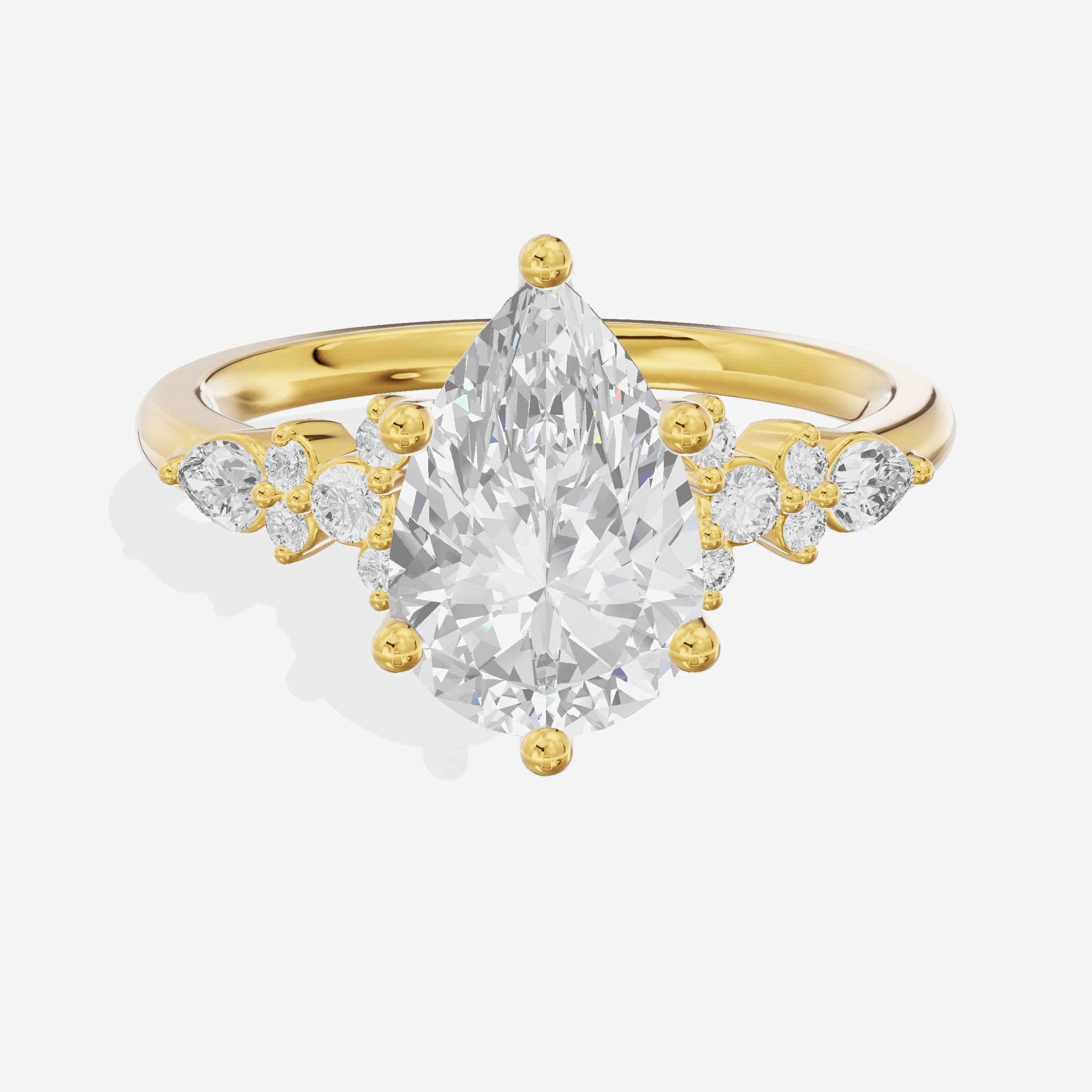 Luxe Sincere Pear Engagement Ring with Side Stones (1/10 ct. tw.) in 18K Yellow Gold