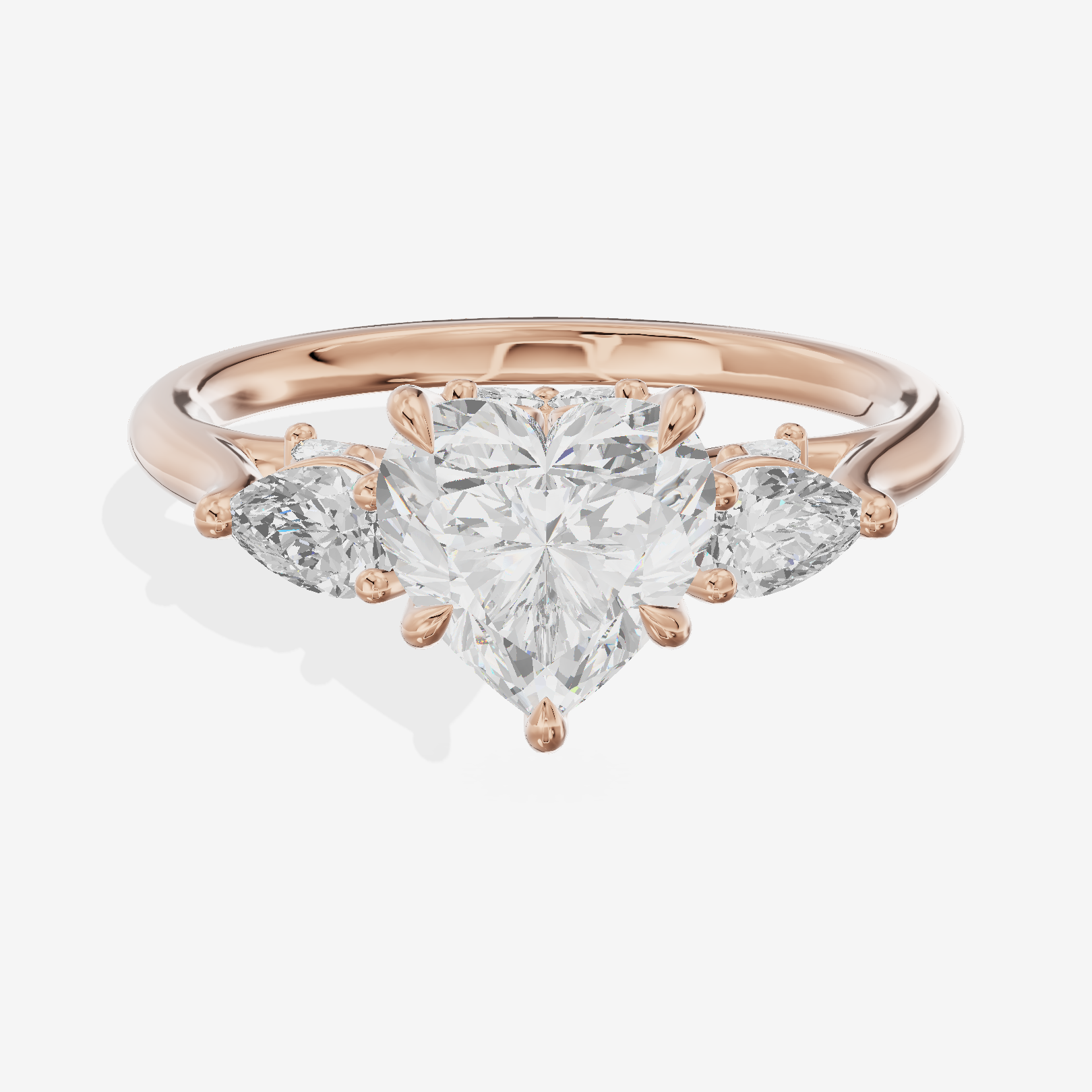 Classic Vowsae Three Stone Heart Engagement Ring (3/5 ct. tw.) in 18K Rose Gold