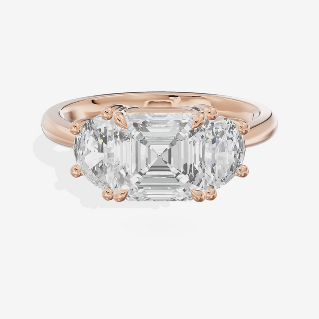 Vintage Sincere Three Stone Asscher Engagement Ring (1/2 ct. tw.) in 14K Rose Gold
