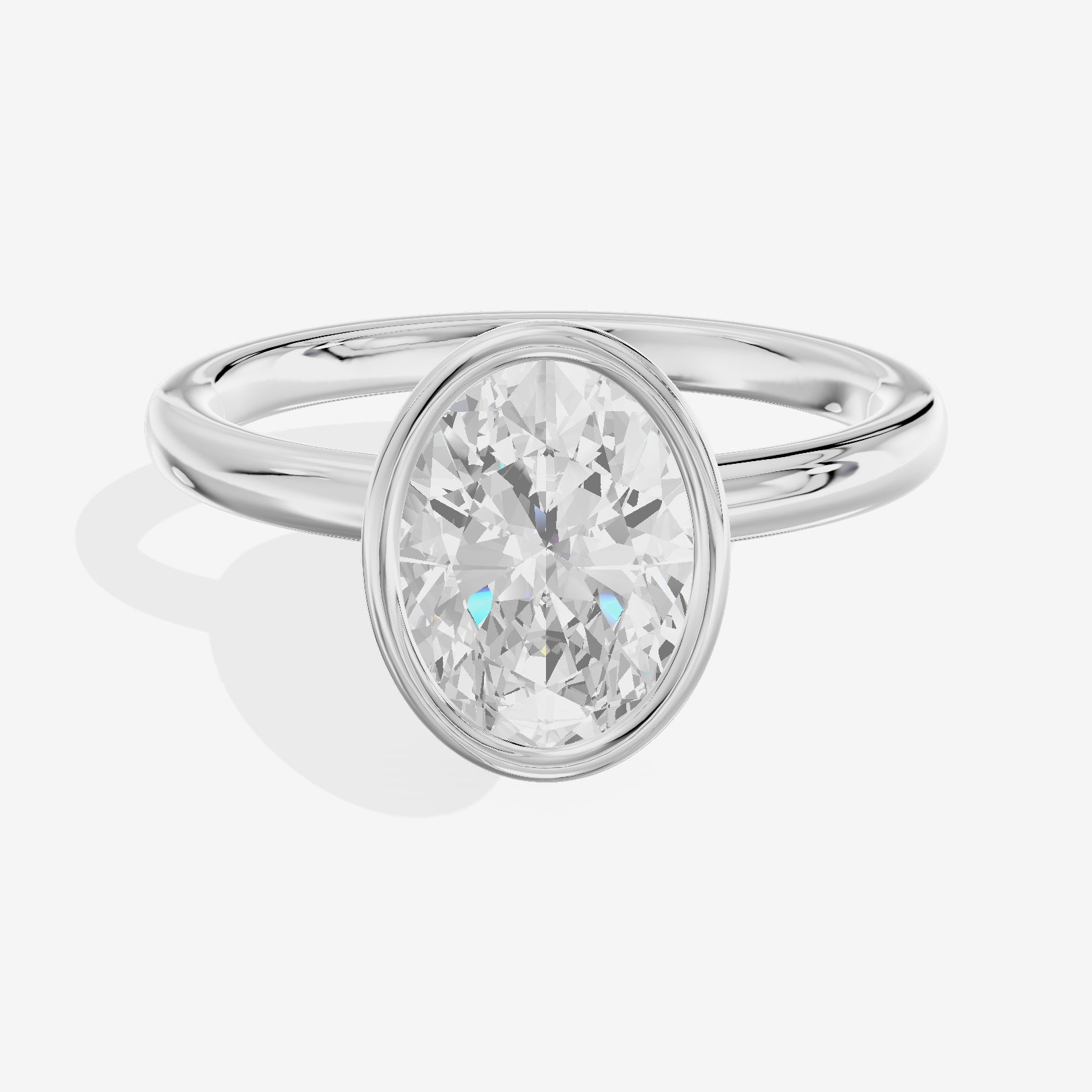Trellise Bezel 2mm Oval Solitaire Engagement Ring in 14K White Gold