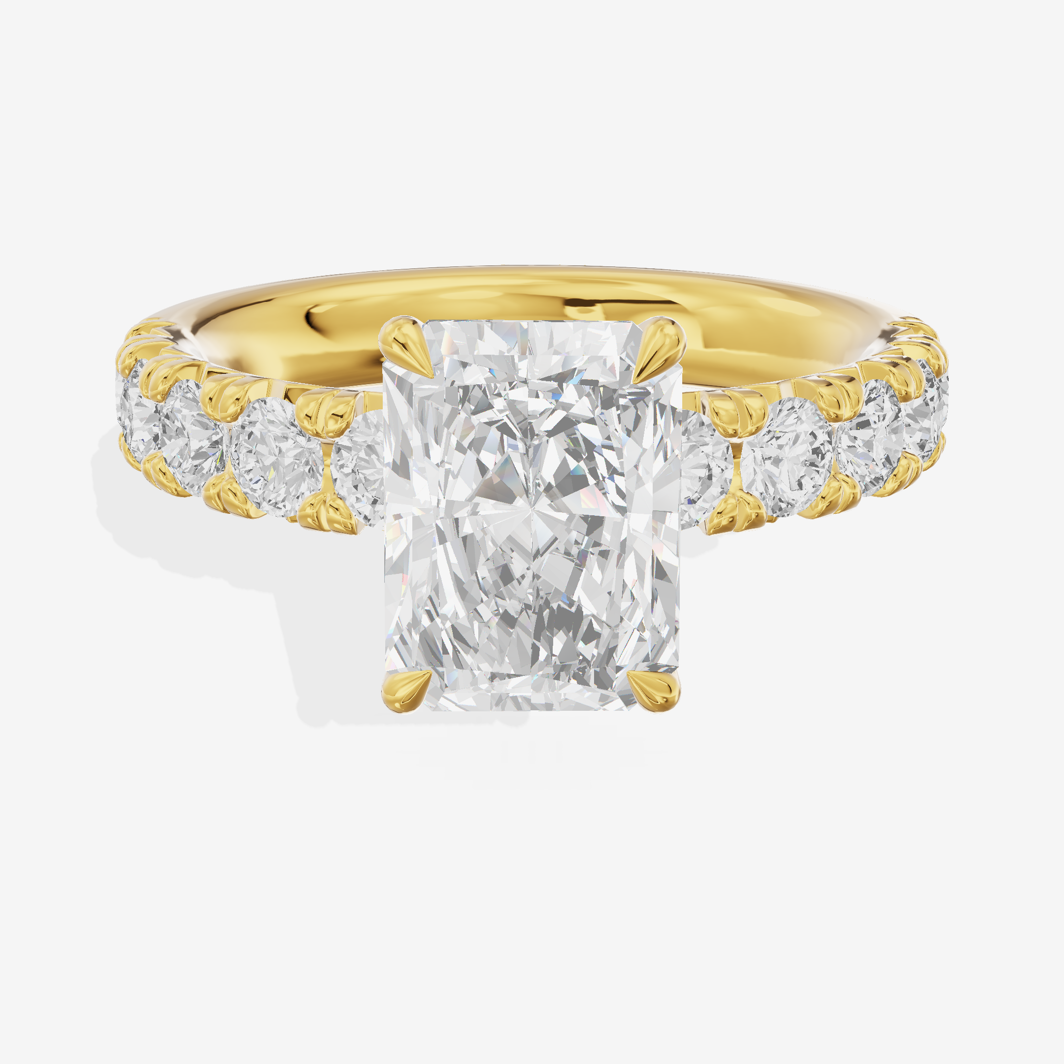 Lustrous Aurea Radiant Engagement Ring with Side Stones (3/4 ct. tw.) in 14K Yellow Gold