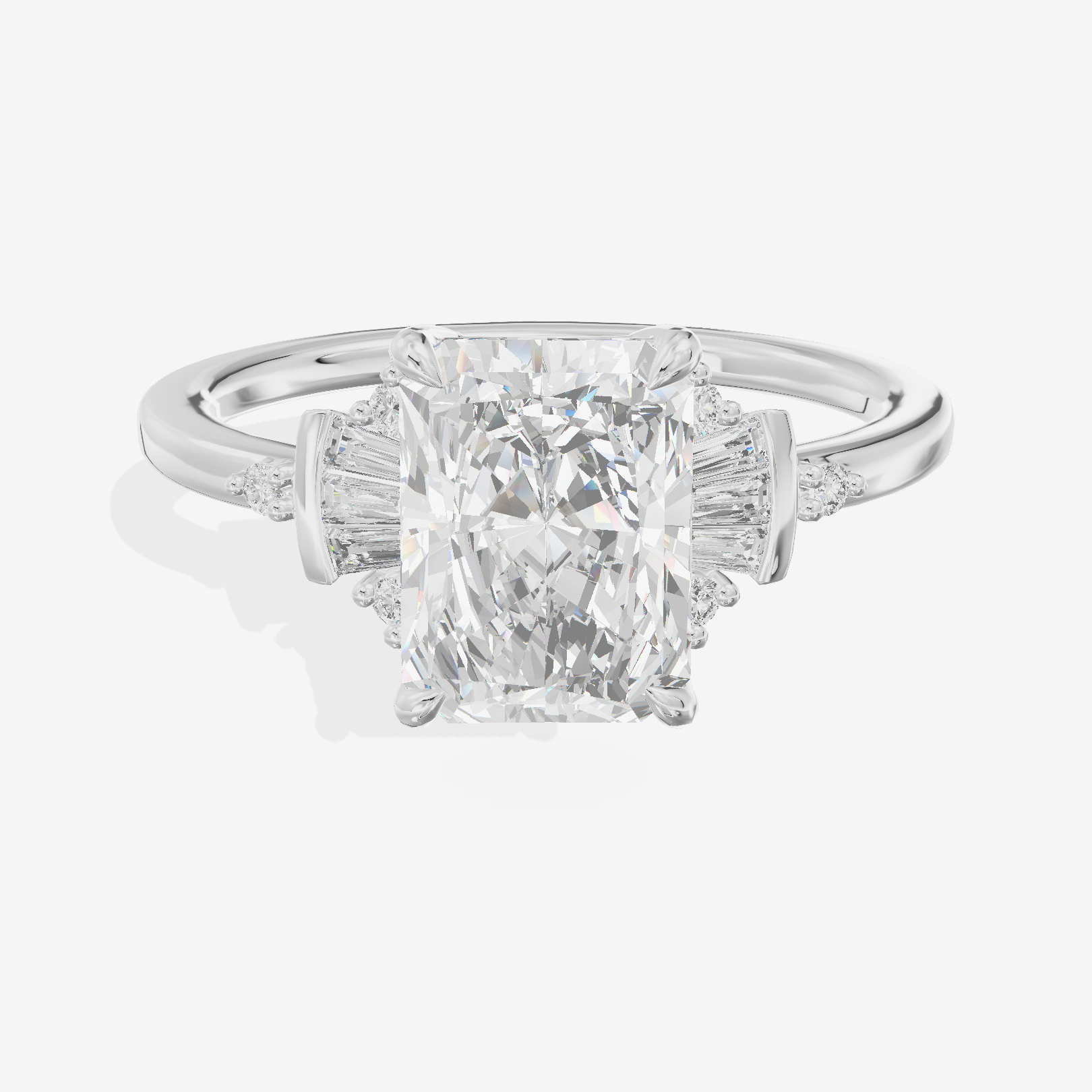 Petite Trellise Radiant Engagement Ring with Side Stones (1/3 ct. tw.) in 14K White Gold