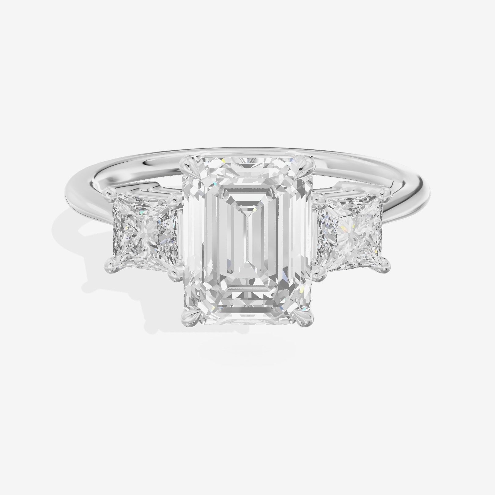 Royal Coeurine Three Stone Emerald Engagement Ring (1/2 ct. tw.) in 14K White Gold