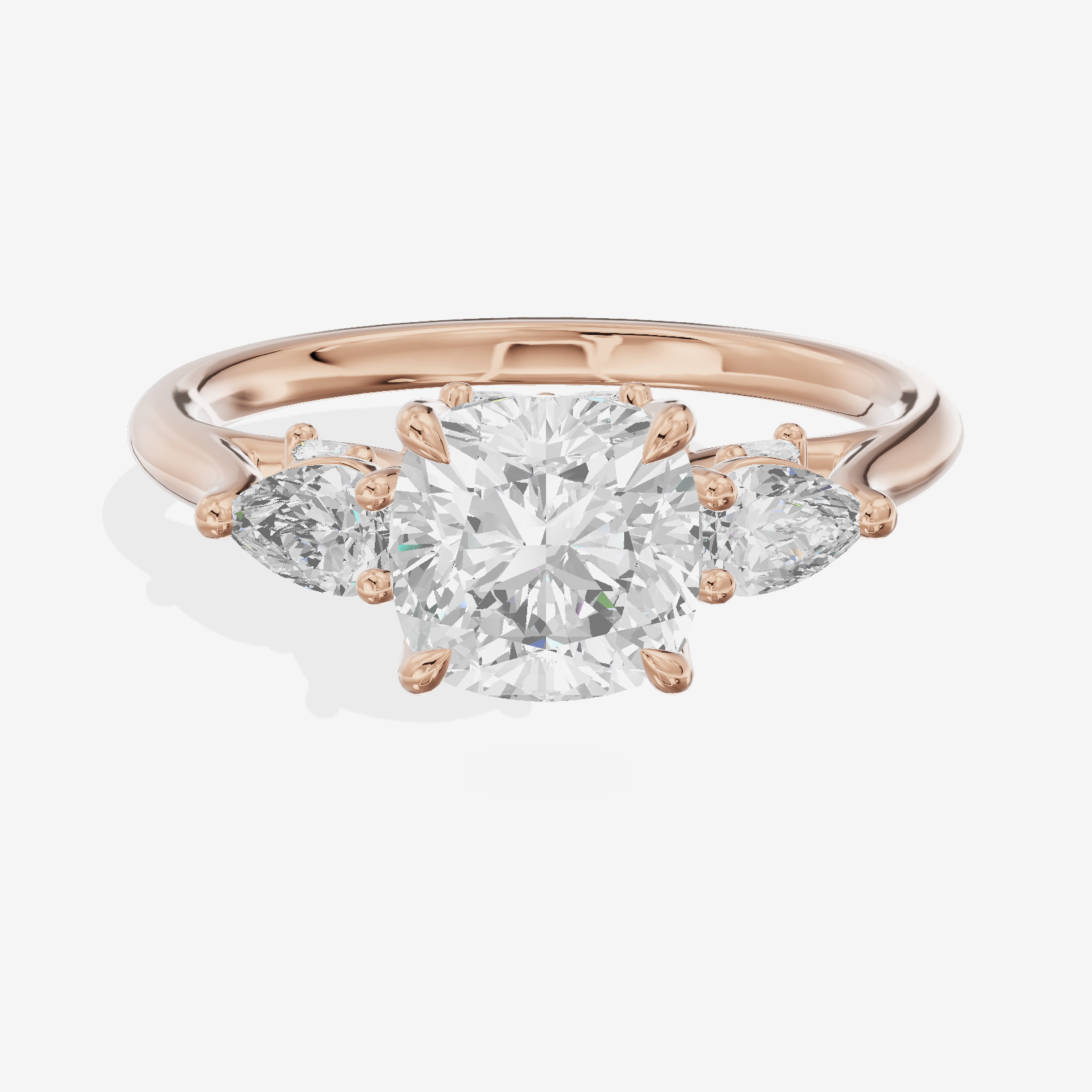 Classic Vowsae Three Stone Cushion Engagement Ring (3/5 ct. tw.) in 18K Rose Gold