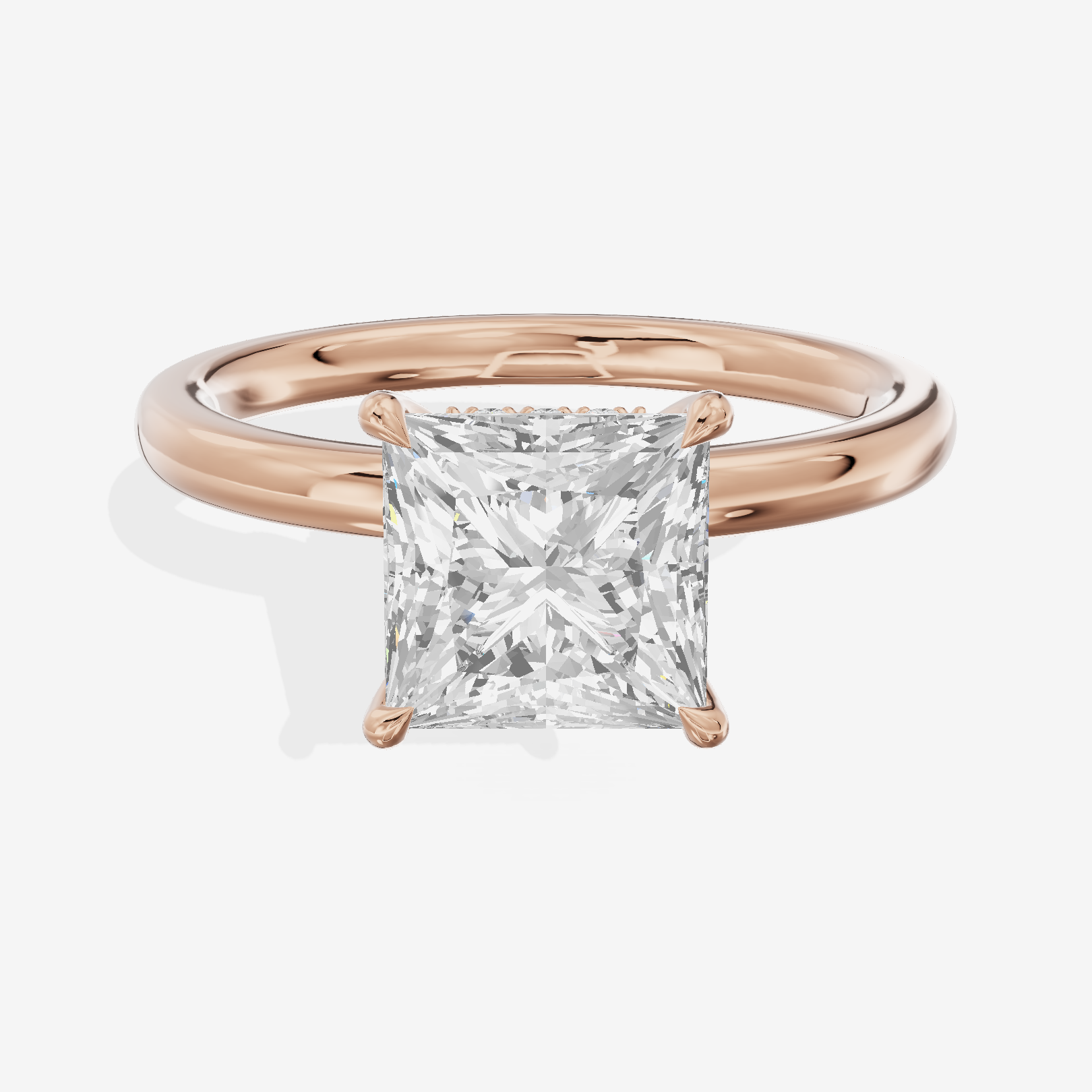 Tensare Halo Princess Engagement Ring (1/4 ct. tw.) in 14K Rose Gold