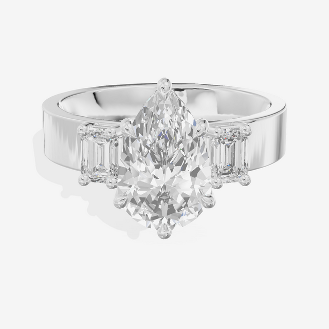 Vintage Vowsae Three Stone Pear Engagement Ring (1/2 ct. tw.) in 14K White Gold