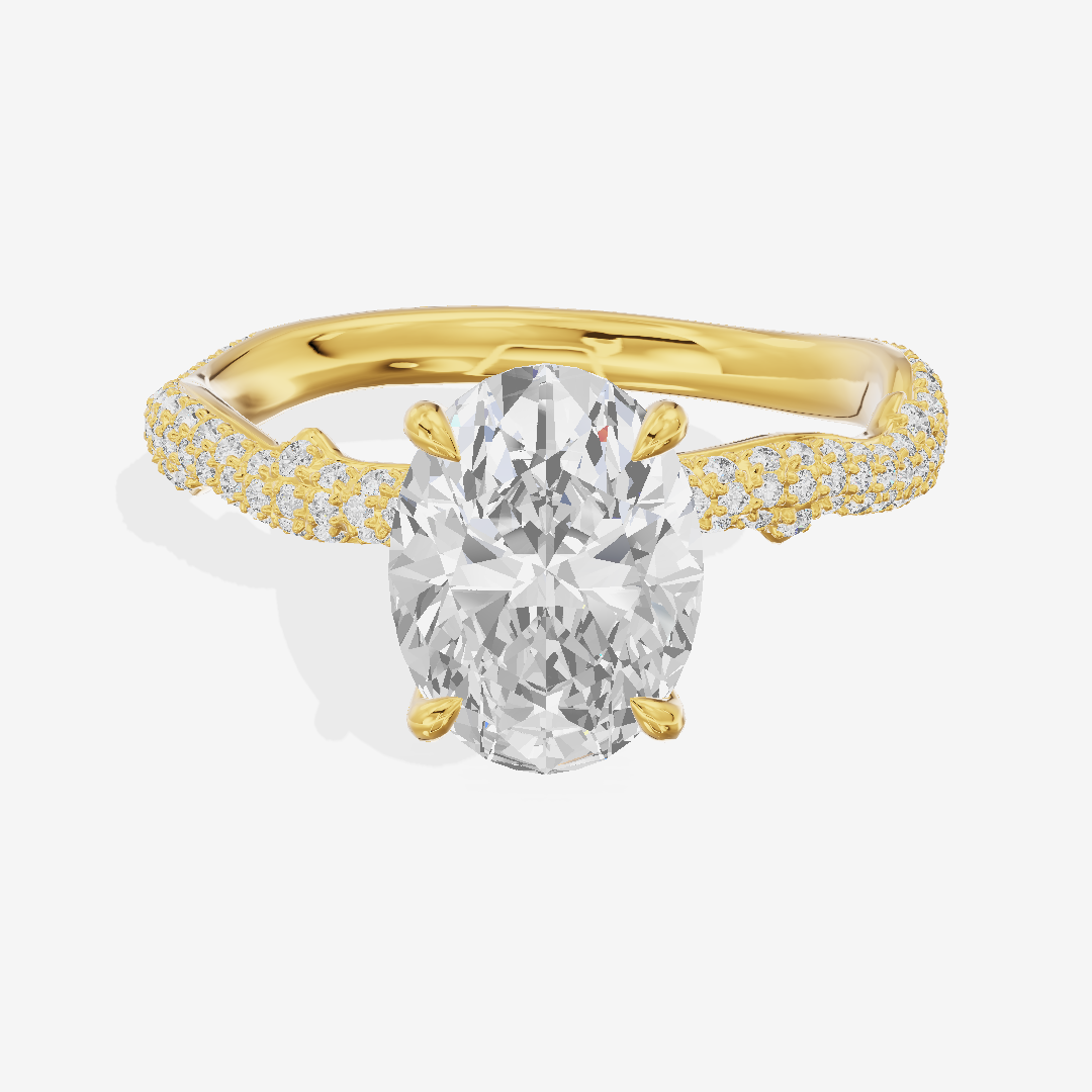 Twine Vine Vine Oval Engagement Ring with Side Stones (3/5 ct. tw.) in 18K Yellow Gold
