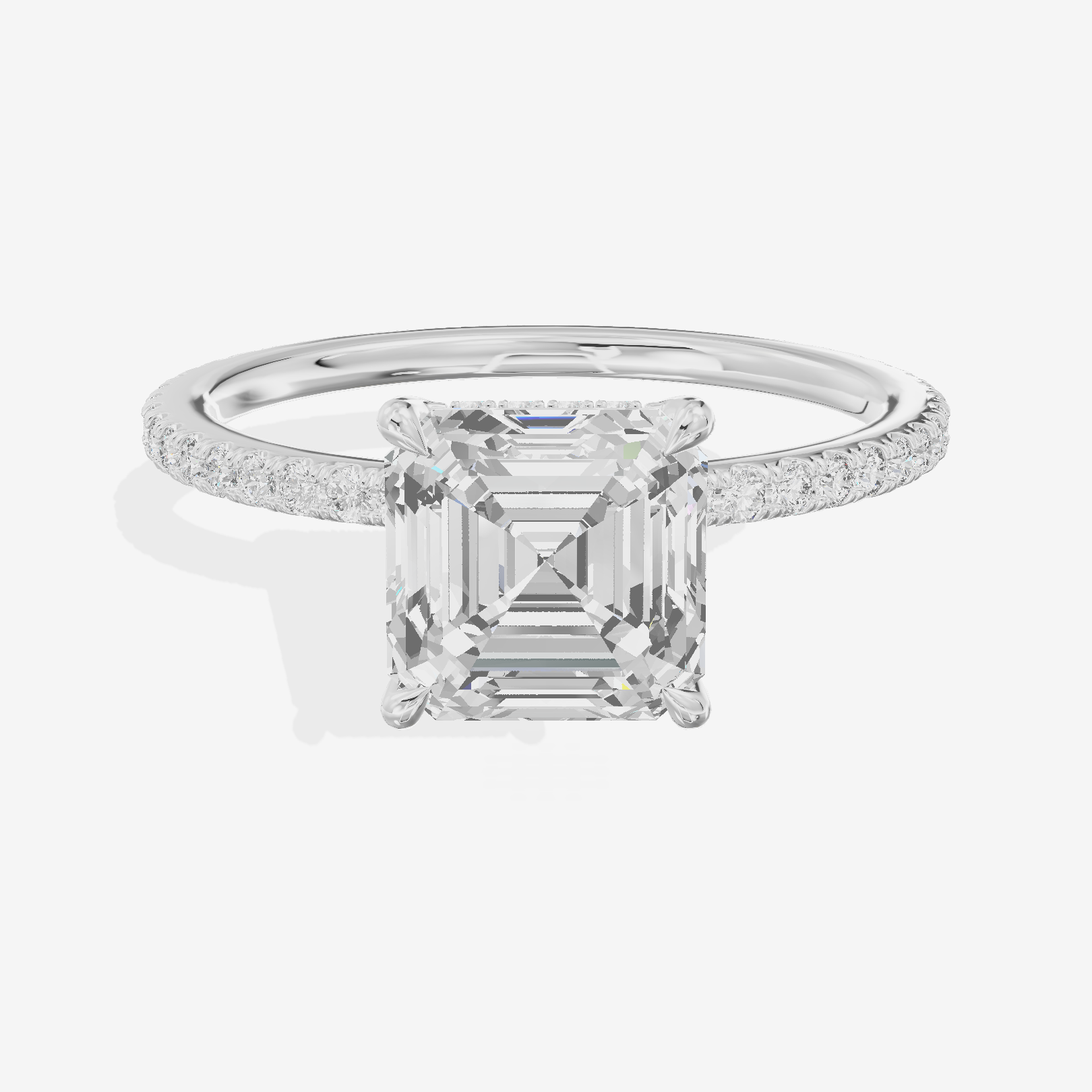 Mirelle Asscher Hidden Halo Engagement Ring (1/3 ct. tw.) in 18K White Gold
