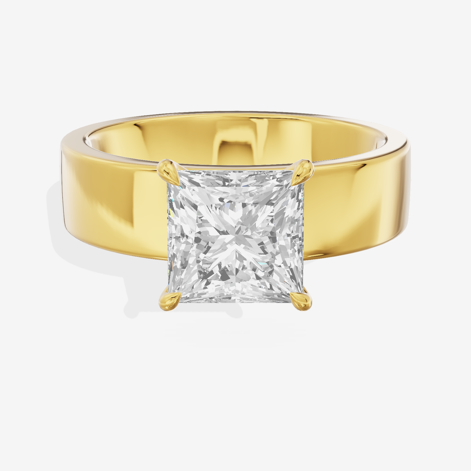 Trellise Princess Engagement Ring with Side Stones (1/20 ct. tw.) in 18K Yellow Gold