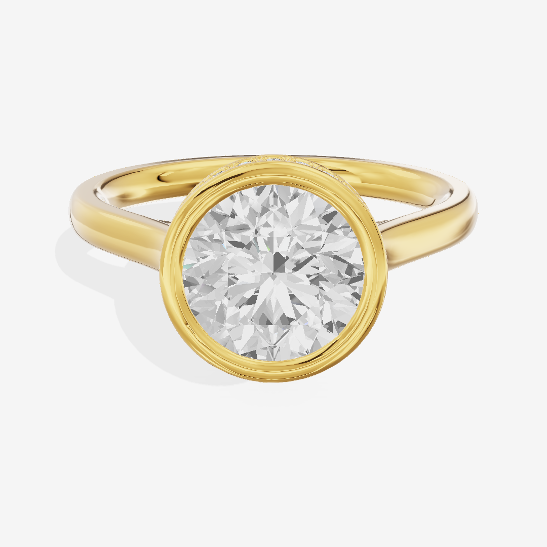 Sincere Hidden Halo Round Engagement Ring (1/6 ct. tw.) in 14K Yellow Gold